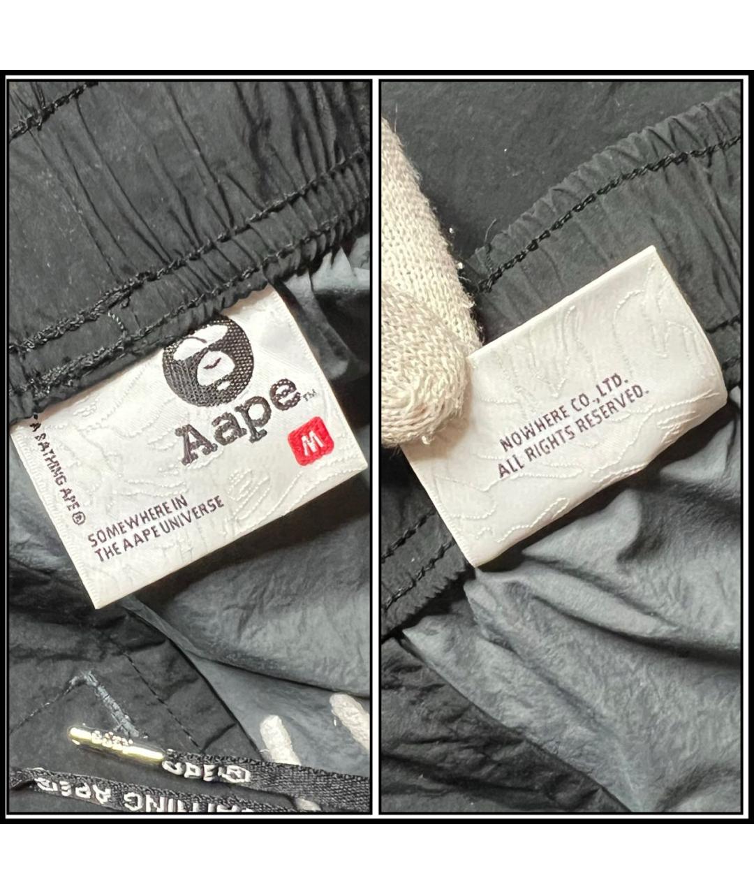 A BATHING APE Черные полиэстеровые повседневные брюки, фото 7