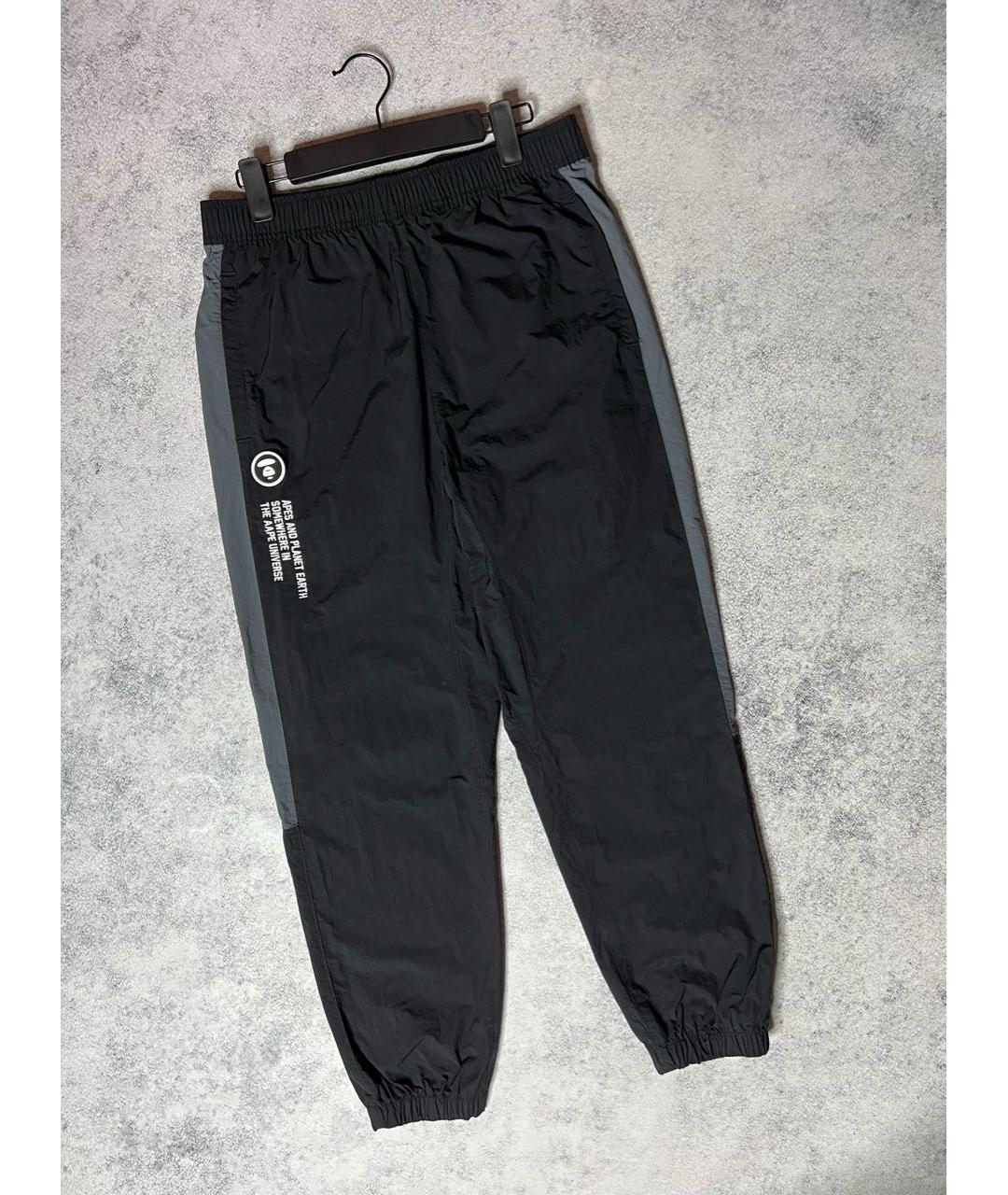A BATHING APE Черные полиэстеровые повседневные брюки, фото 9