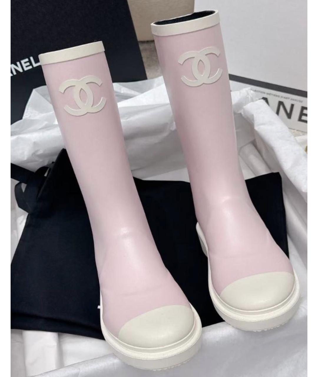 CHANEL Розовые резиновые сапоги, фото 2