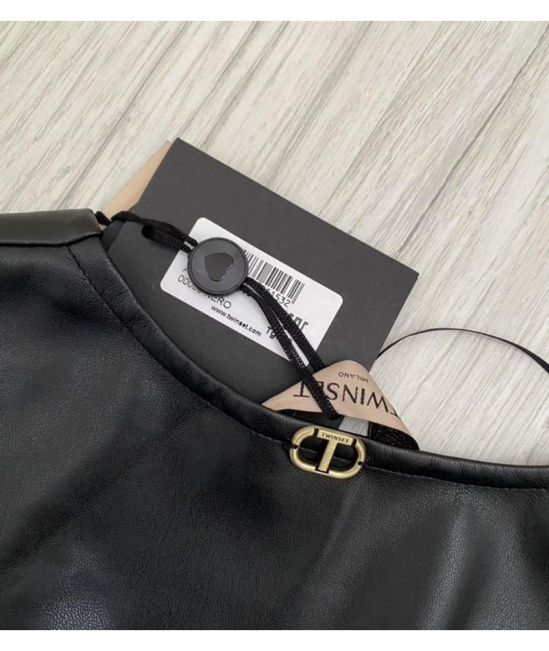 TWIN-SET Черное кожаное повседневное платье, фото 6