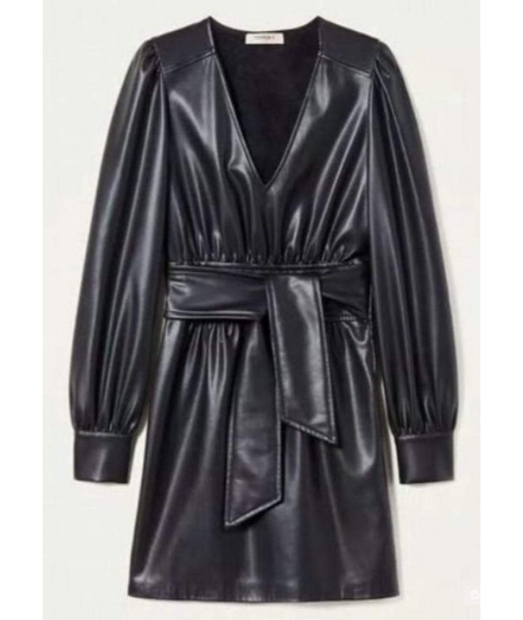 TWIN-SET Черное кожаное повседневное платье, фото 2