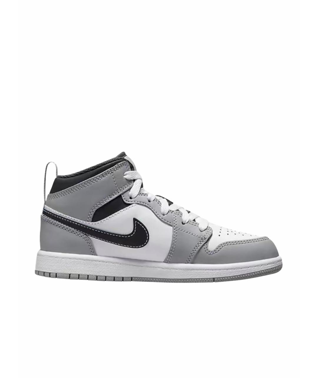 JORDAN Серые кожаные кеды, фото 1