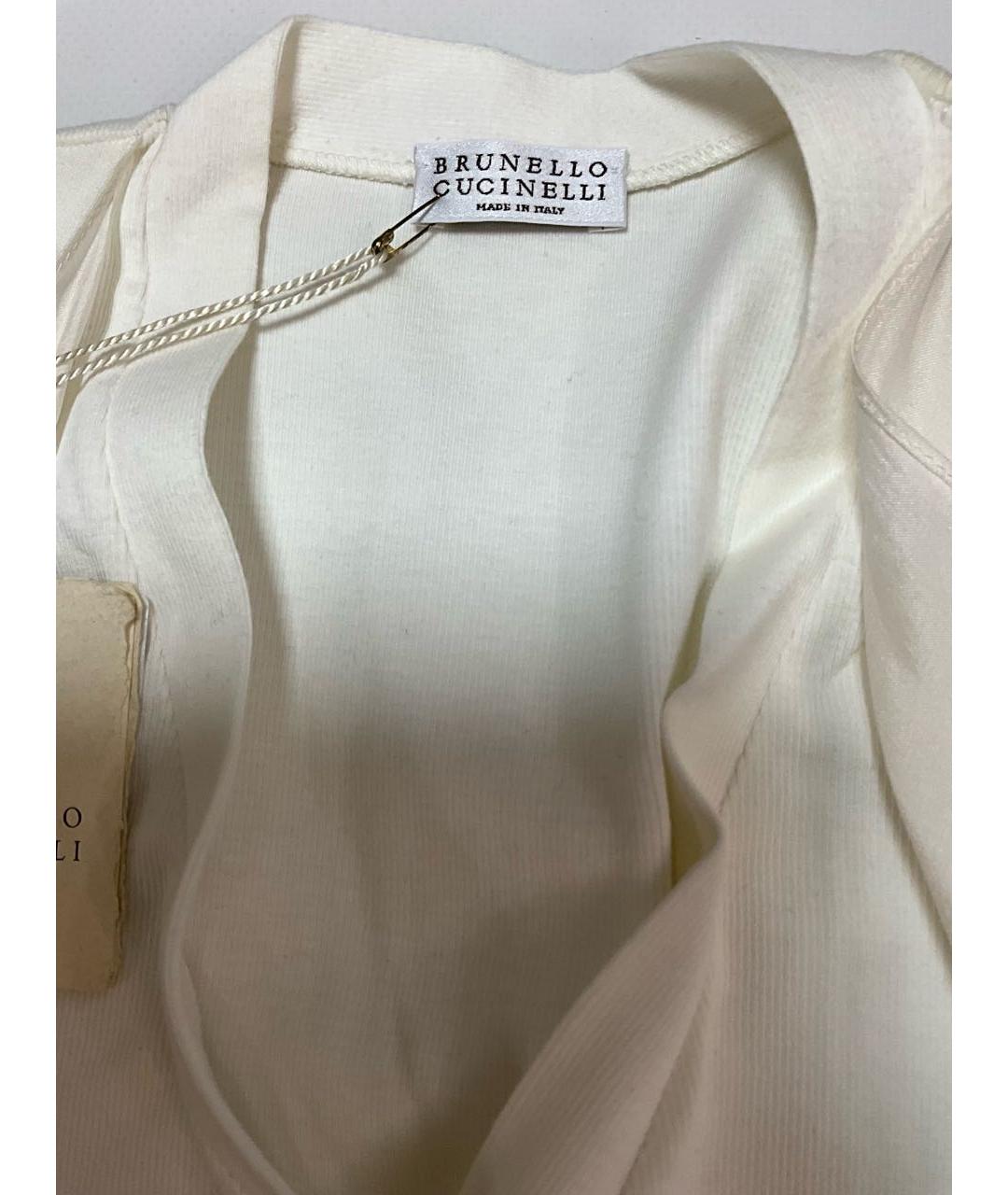 BRUNELLO CUCINELLI Белая хлопковая майка, фото 4