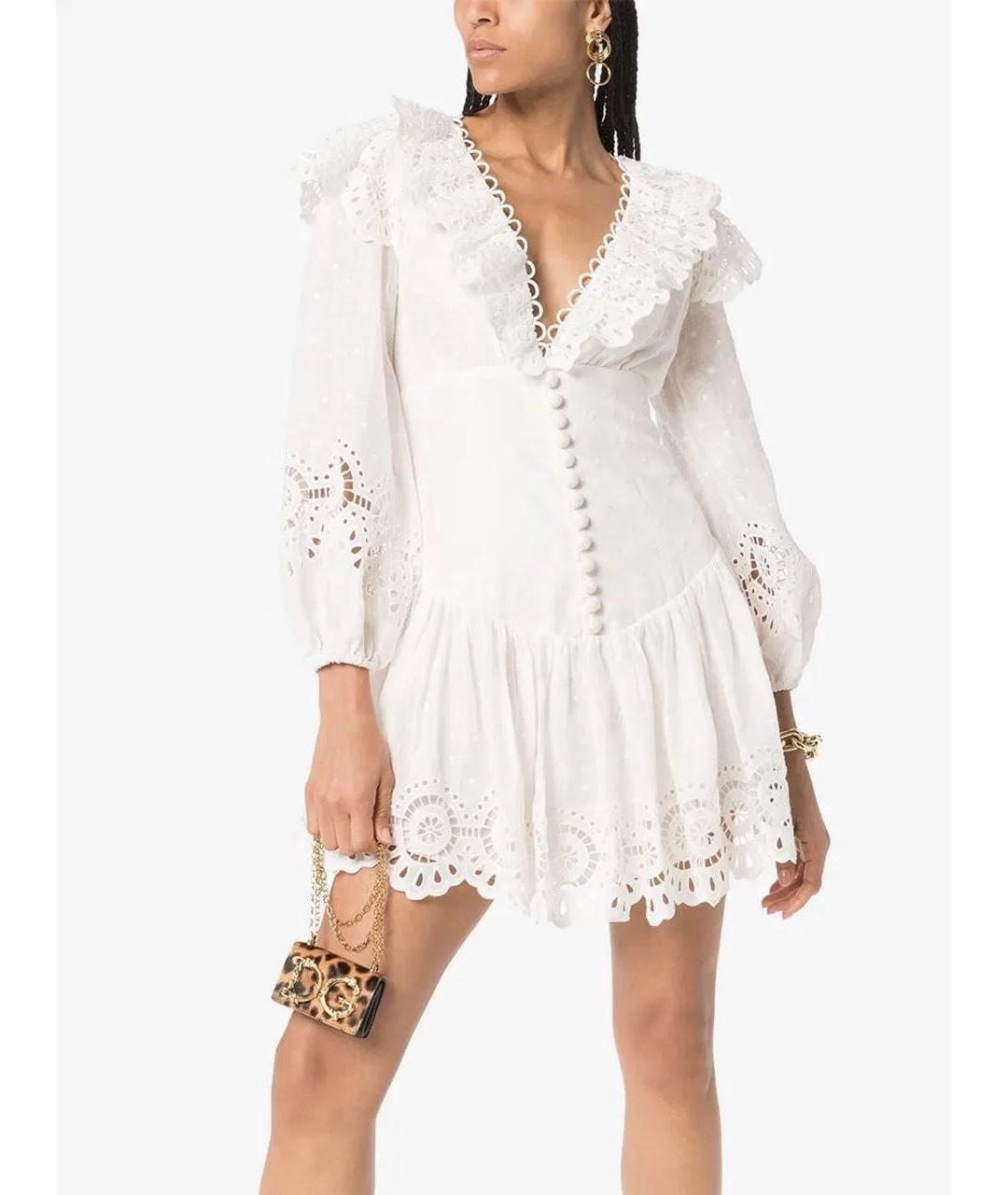 ZIMMERMANN Белое льняное повседневное платье, фото 3