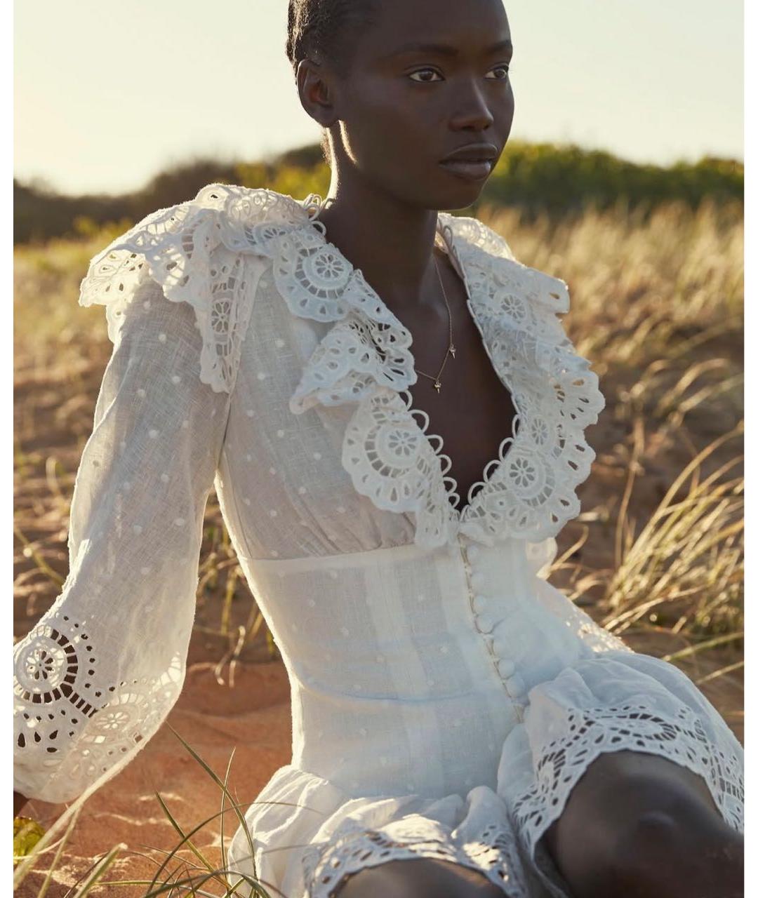 ZIMMERMANN Белое льняное повседневное платье, фото 8