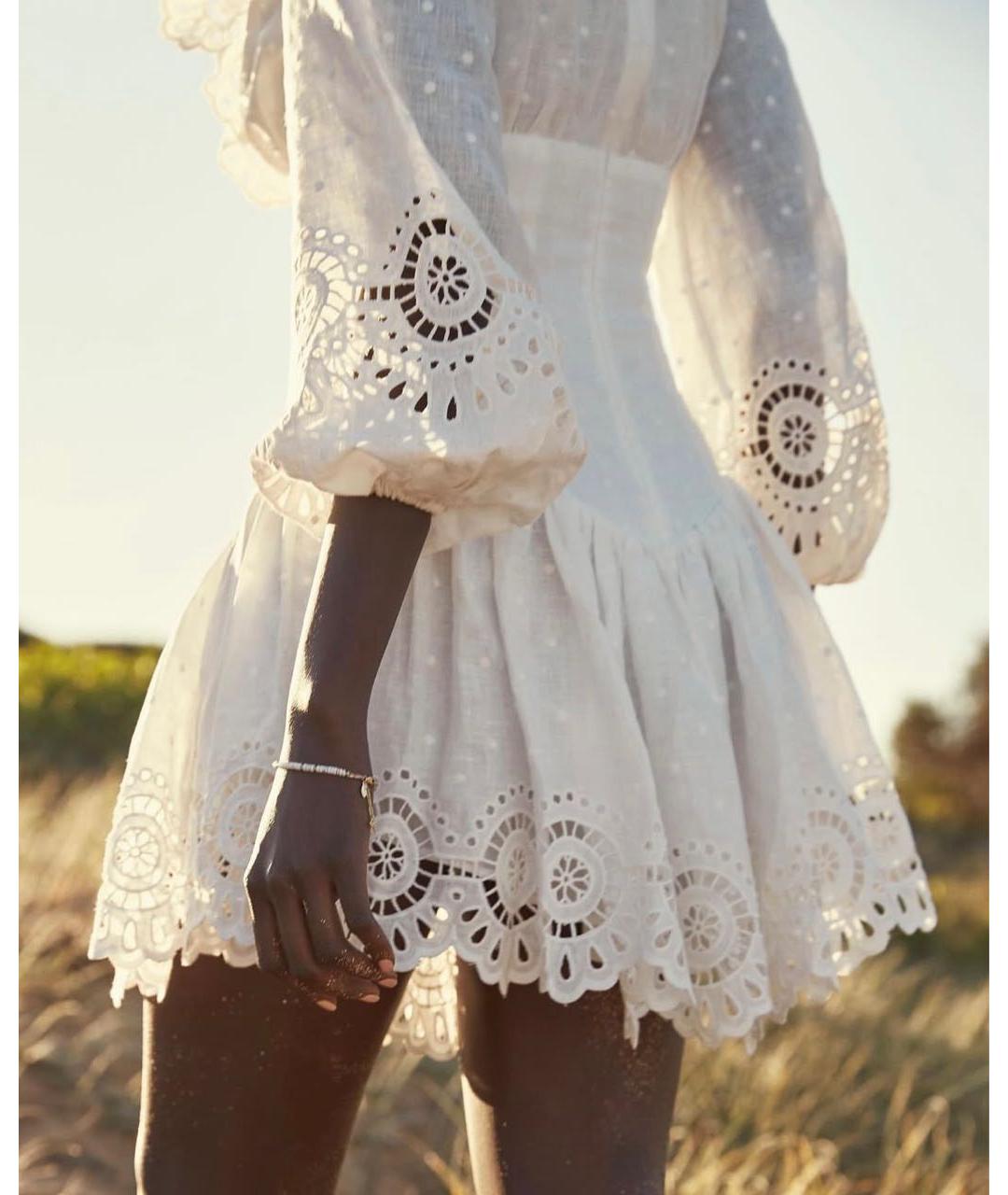 ZIMMERMANN Белое льняное повседневное платье, фото 7