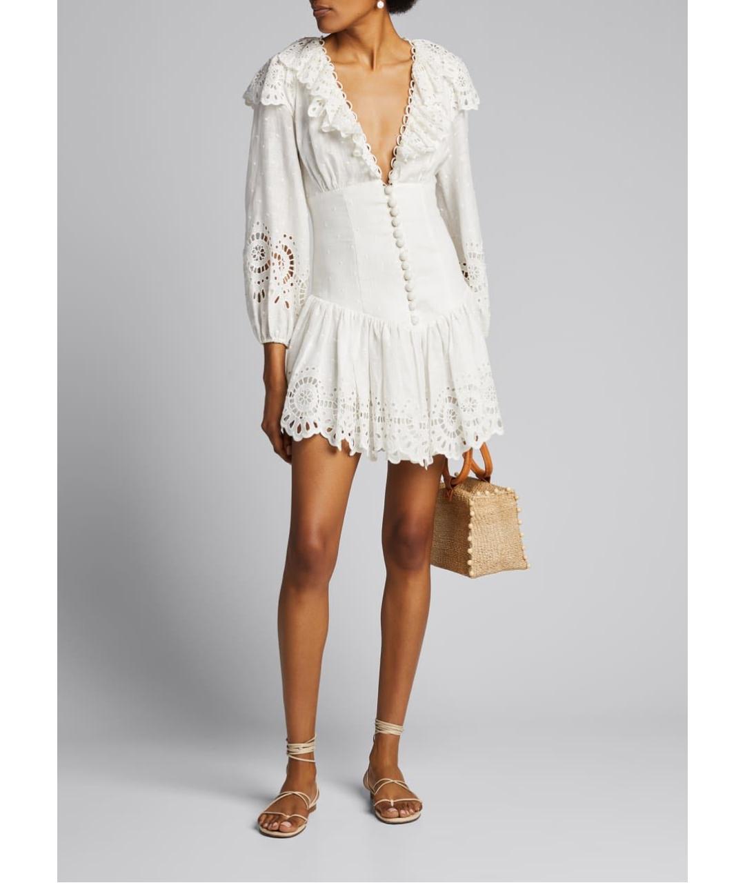 ZIMMERMANN Белое льняное повседневное платье, фото 5
