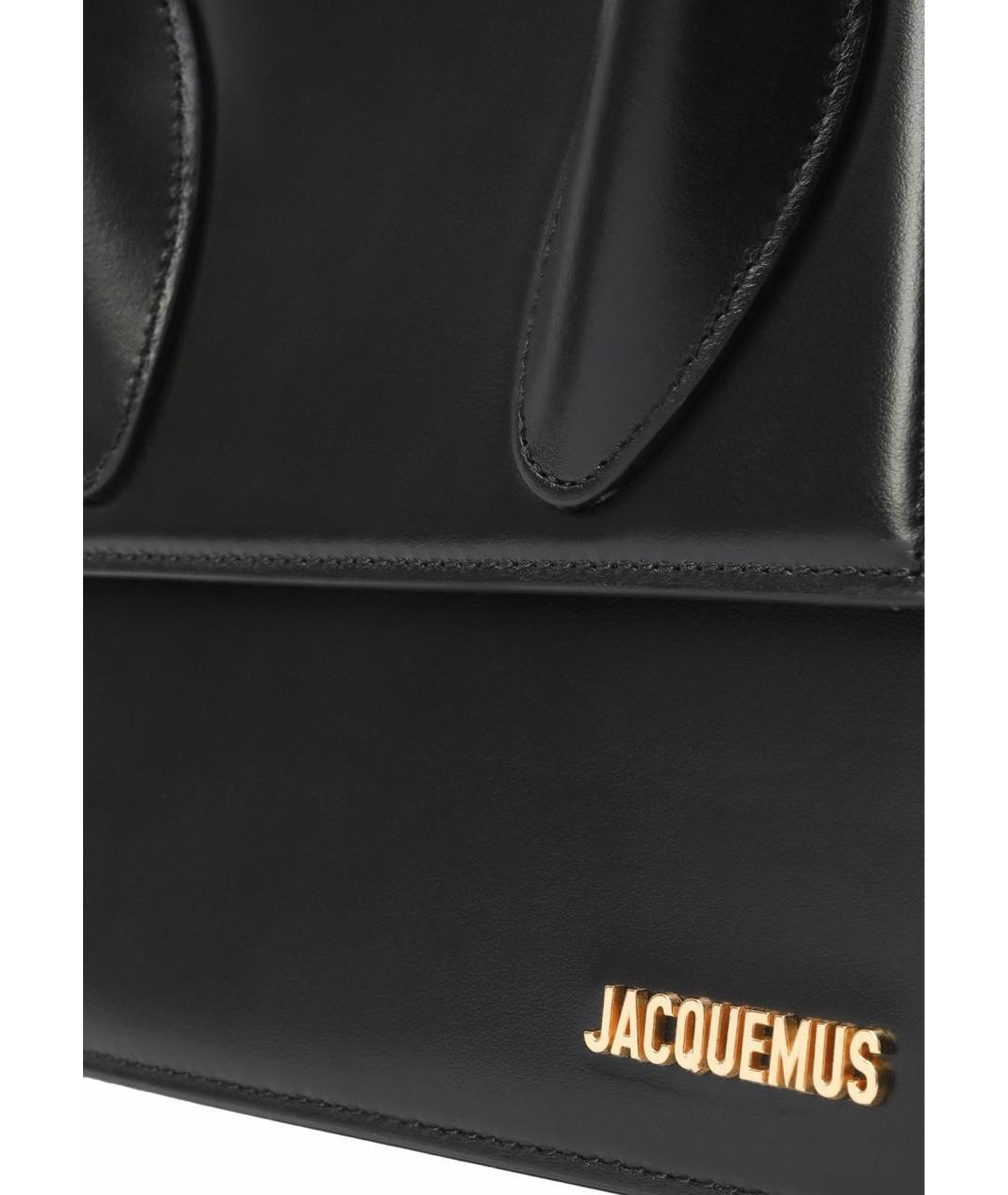 JACQUEMUS Черная кожаная сумка с короткими ручками, фото 4