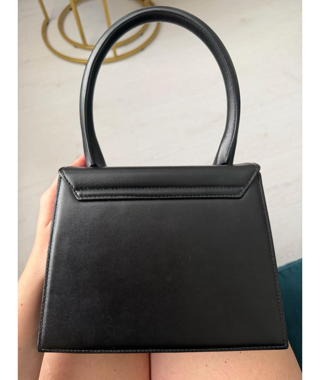 JACQUEMUS Черная кожаная сумка с короткими ручками, фото 3