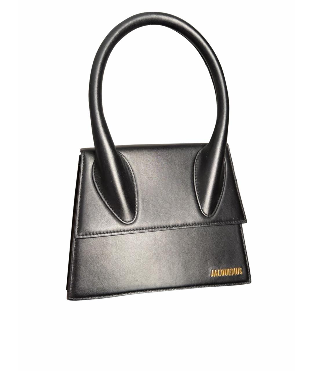 JACQUEMUS Черная кожаная сумка с короткими ручками, фото 1