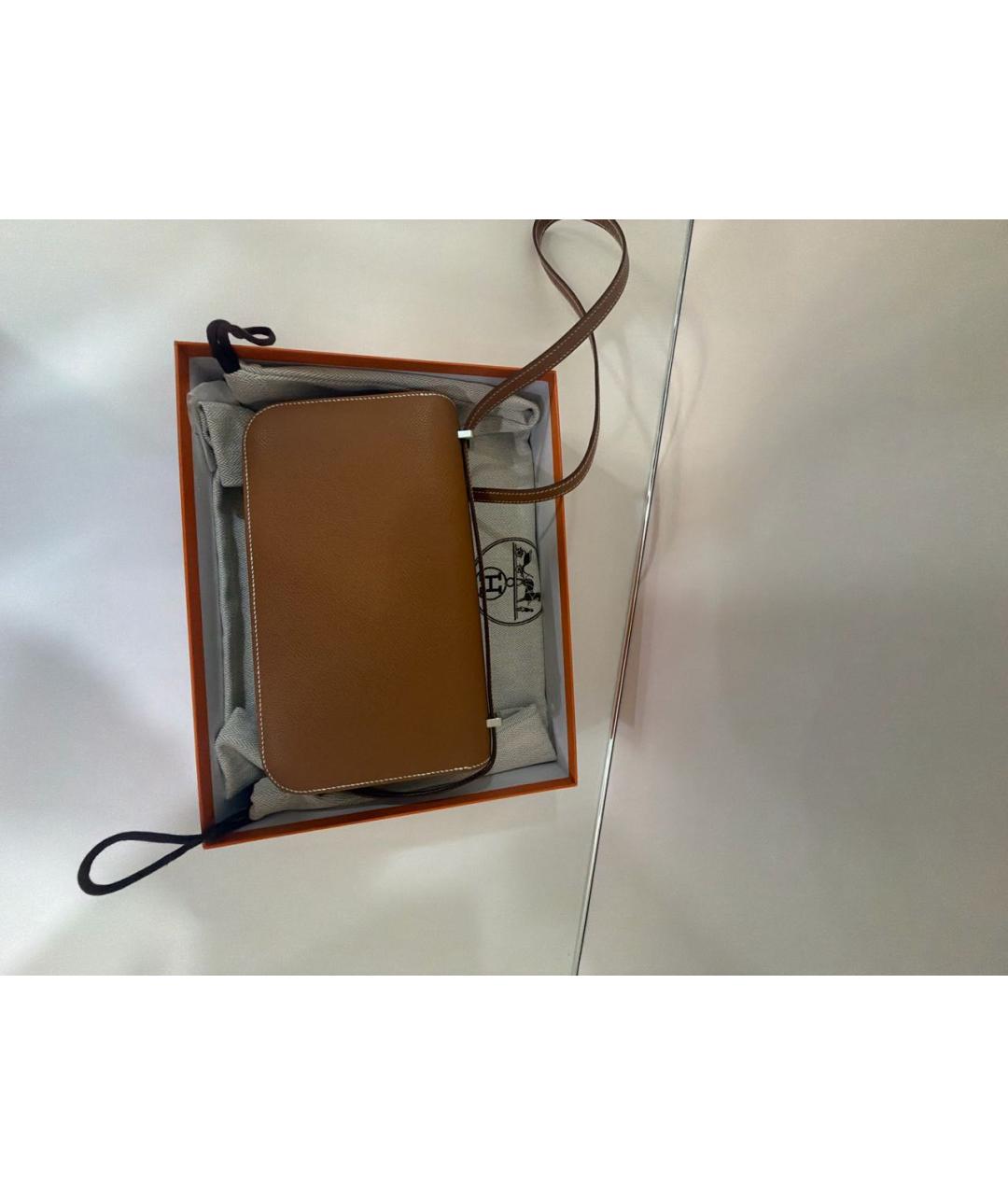 HERMES Коричневая кожаная сумка через плечо, фото 3