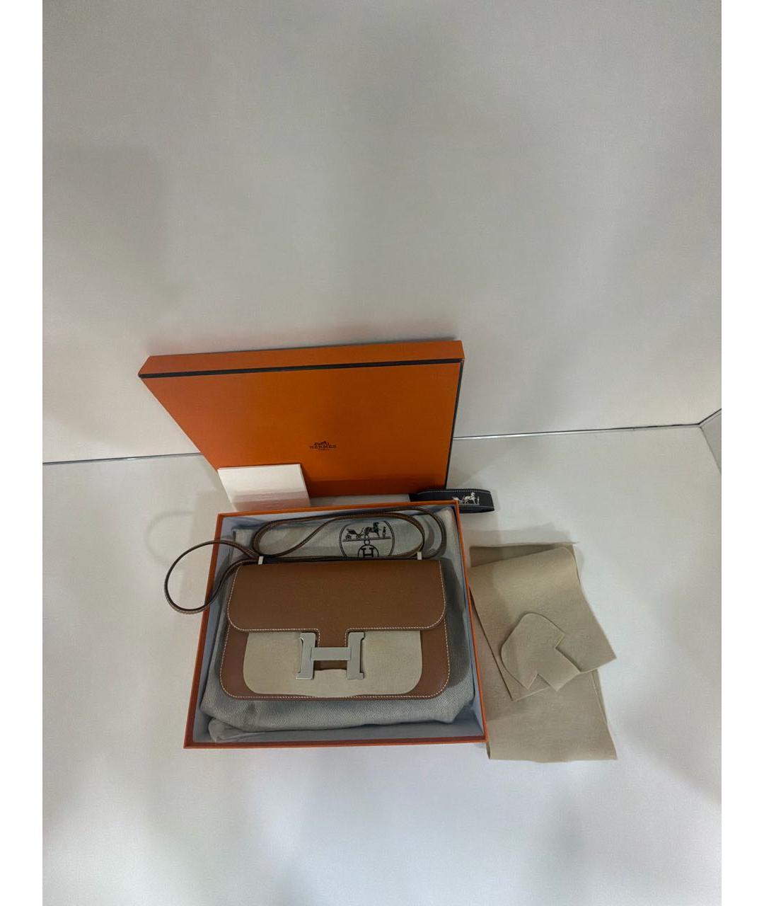 HERMES Коричневая кожаная сумка через плечо, фото 7