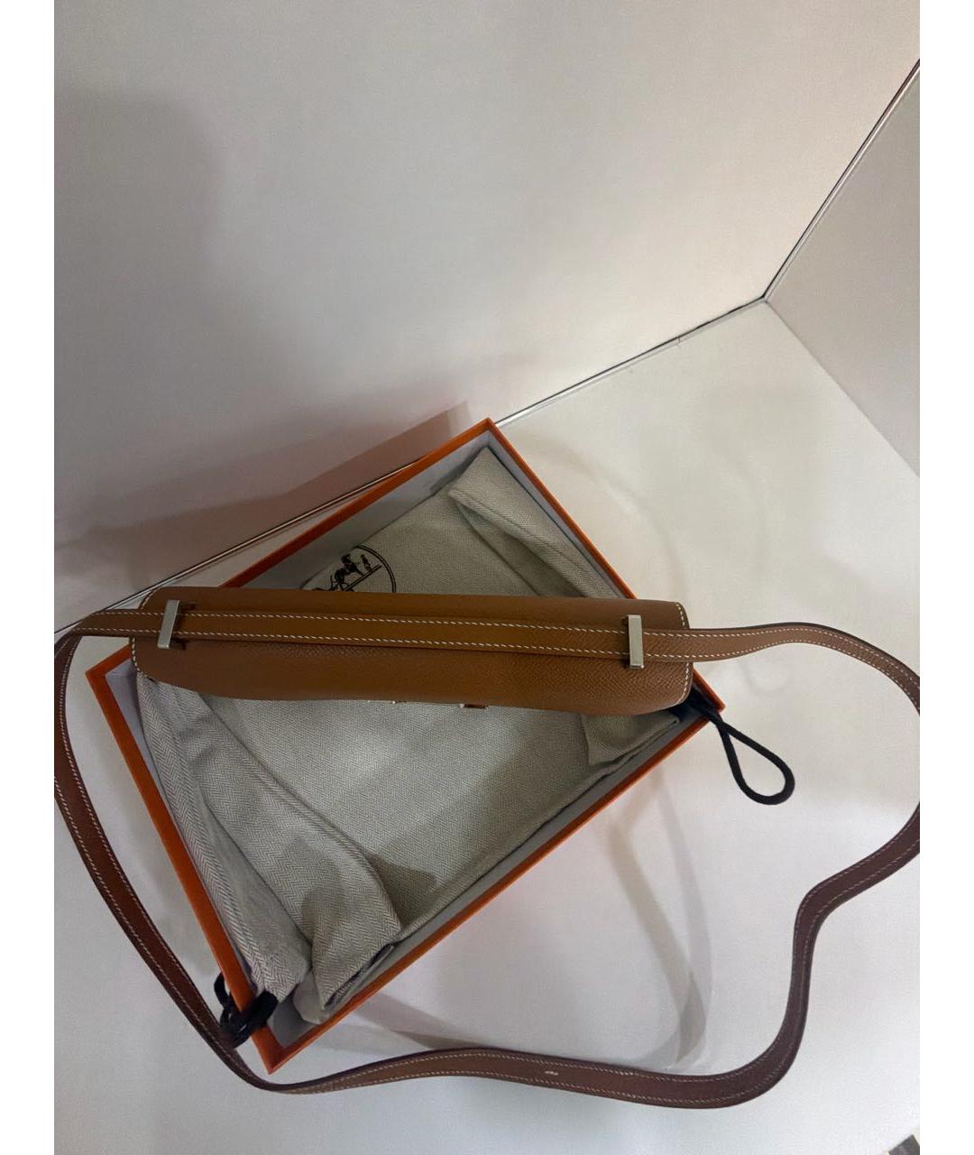 HERMES Коричневая кожаная сумка через плечо, фото 4