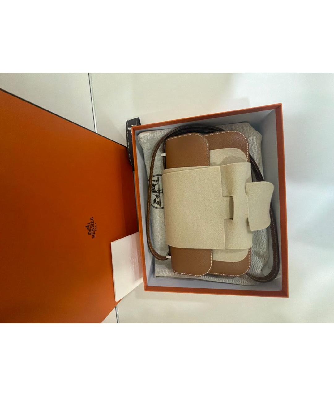 HERMES Коричневая кожаная сумка через плечо, фото 8