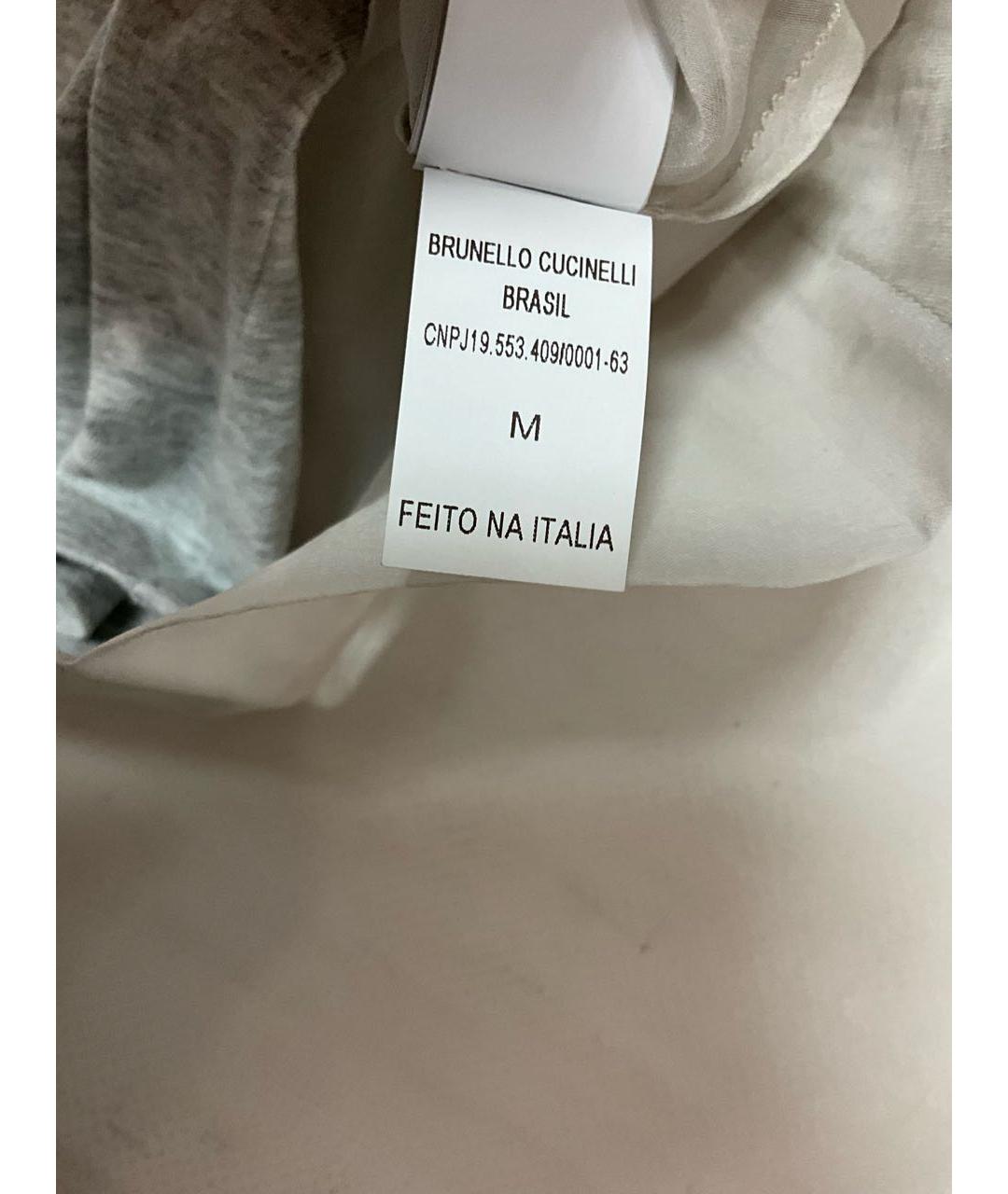 BRUNELLO CUCINELLI Серая хлопковая футболка, фото 7