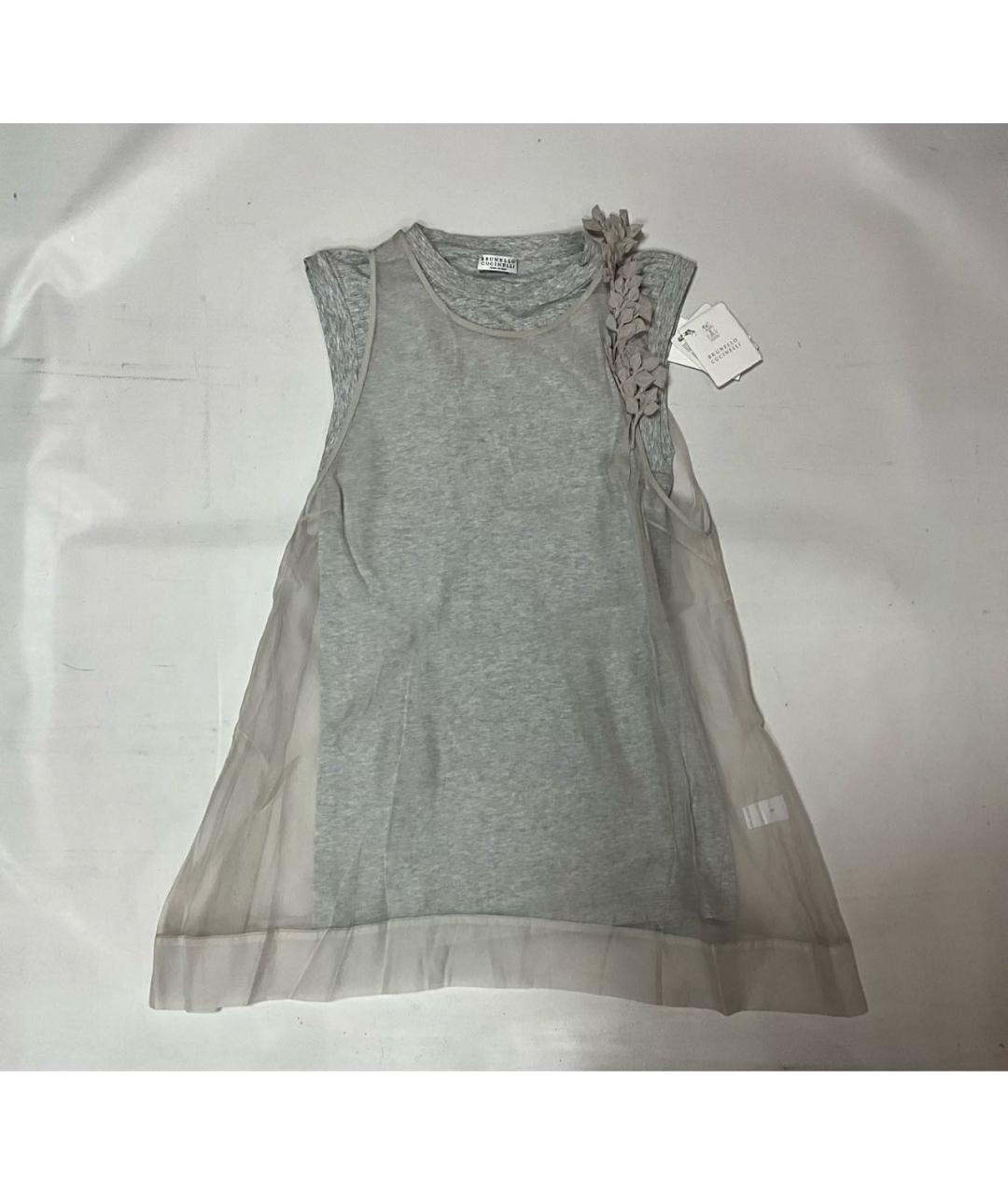 BRUNELLO CUCINELLI Серая хлопковая футболка, фото 8