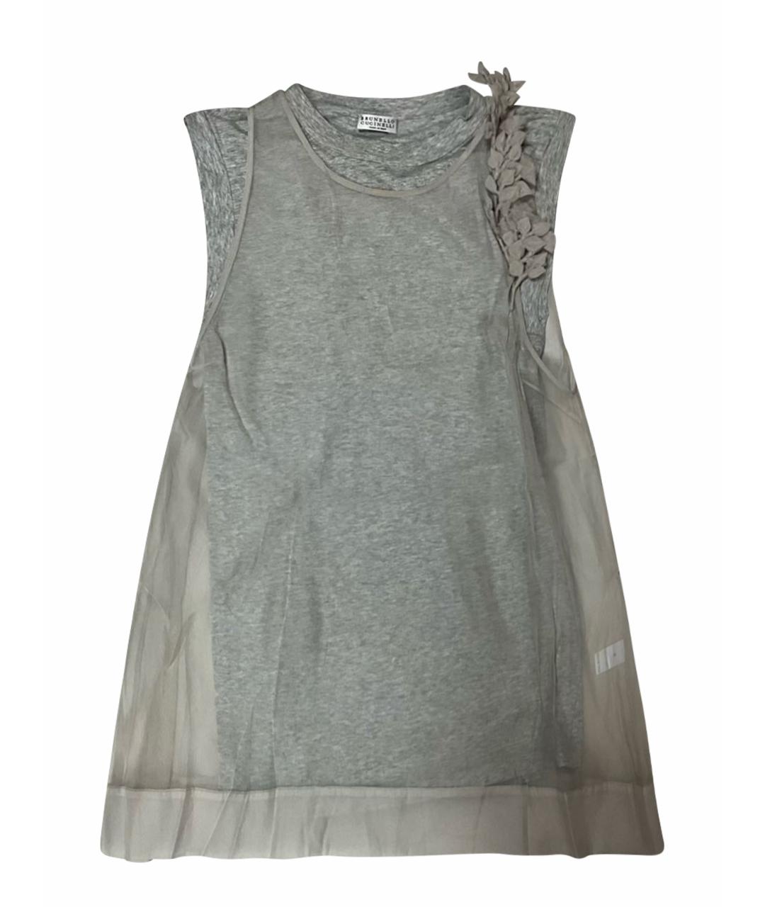 BRUNELLO CUCINELLI Серая хлопковая футболка, фото 1