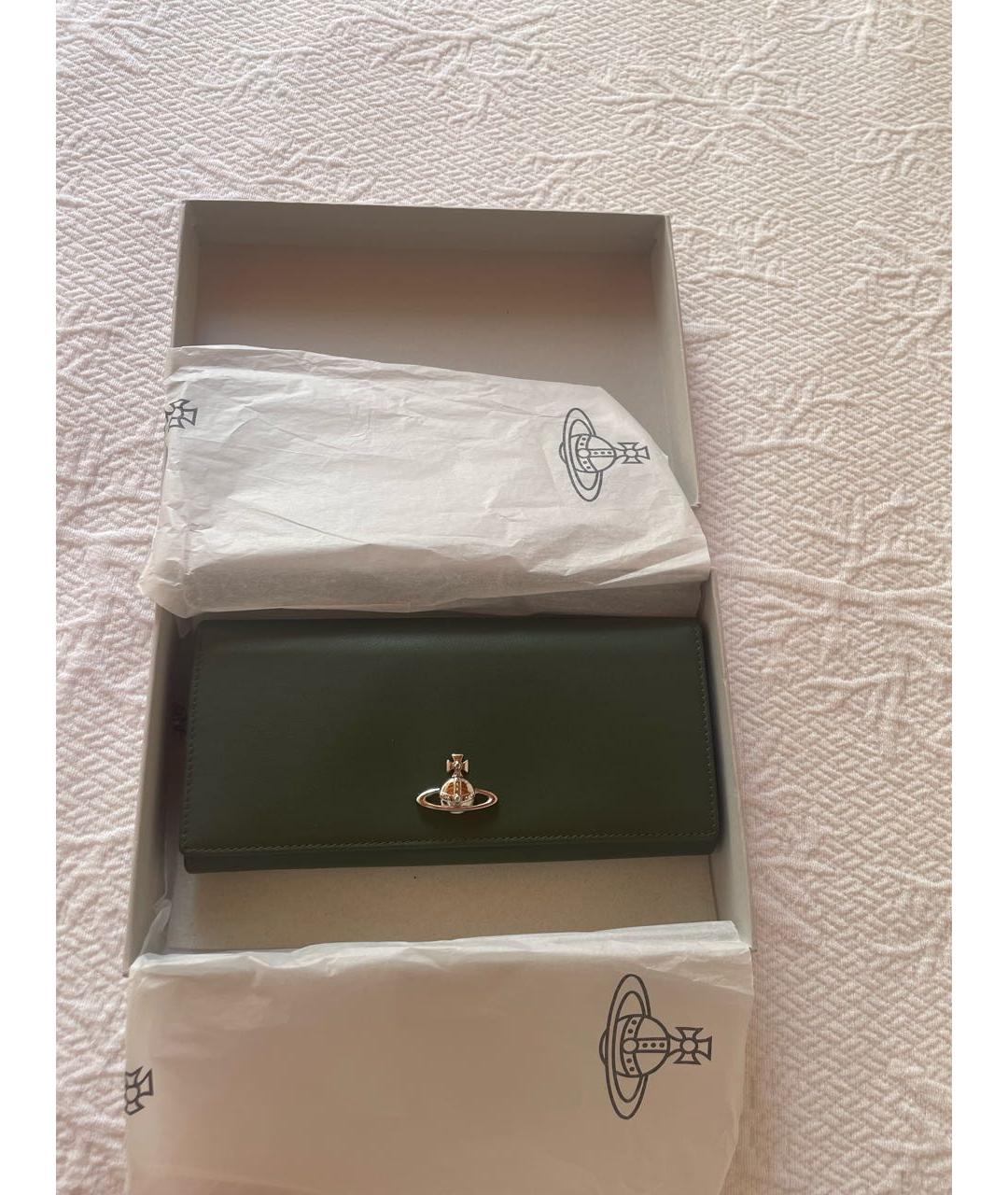 VIVIENNE WESTWOOD Зеленый кожаный кошелек, фото 5