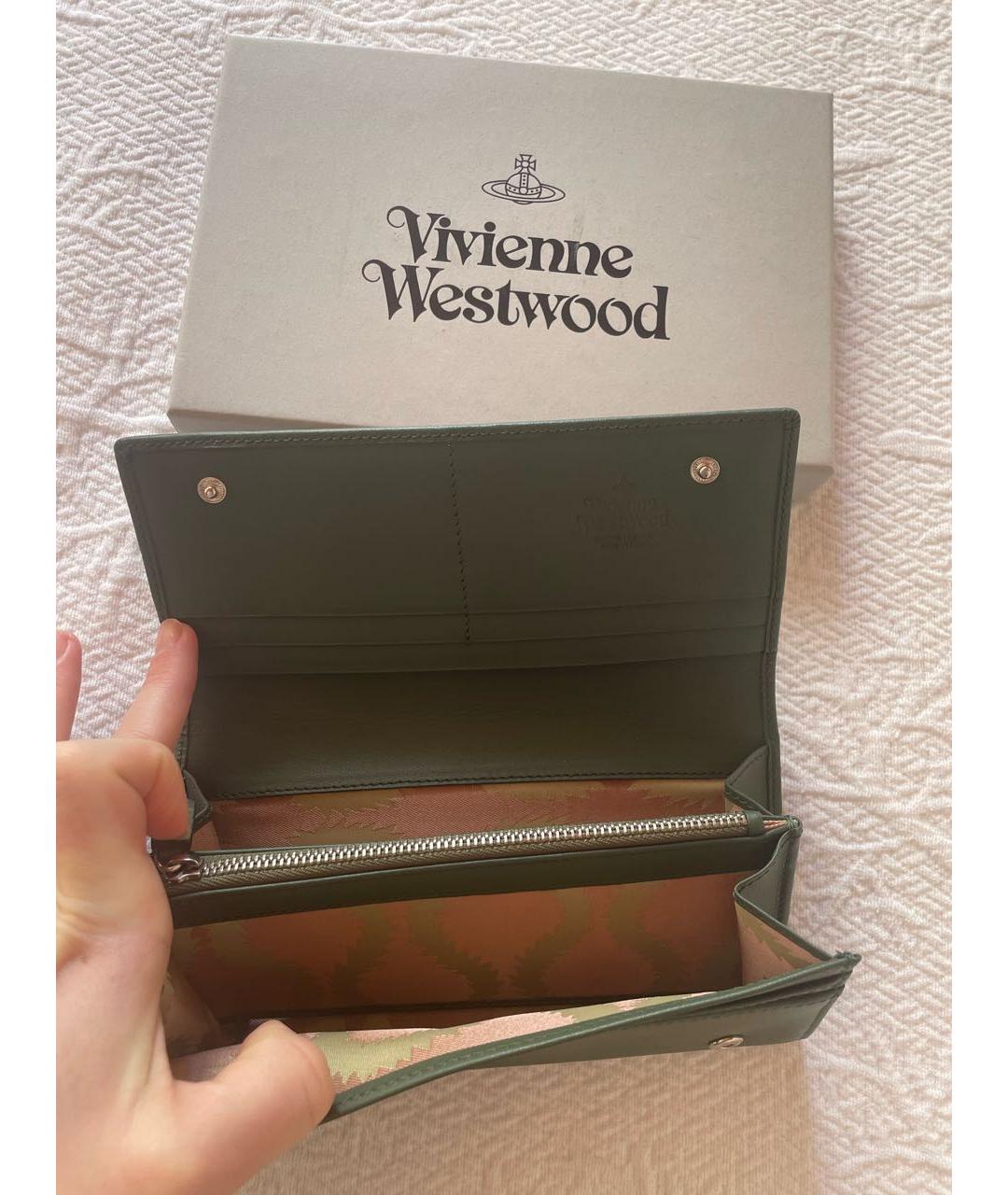 VIVIENNE WESTWOOD Зеленый кожаный кошелек, фото 2