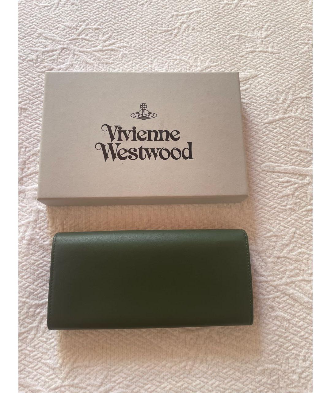 VIVIENNE WESTWOOD Зеленый кожаный кошелек, фото 3