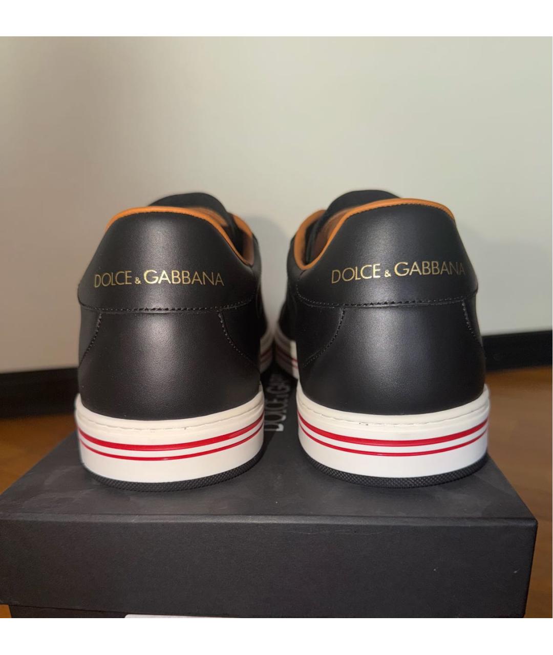 DOLCE&GABBANA Темно-синие кожаные низкие кроссовки / кеды, фото 4