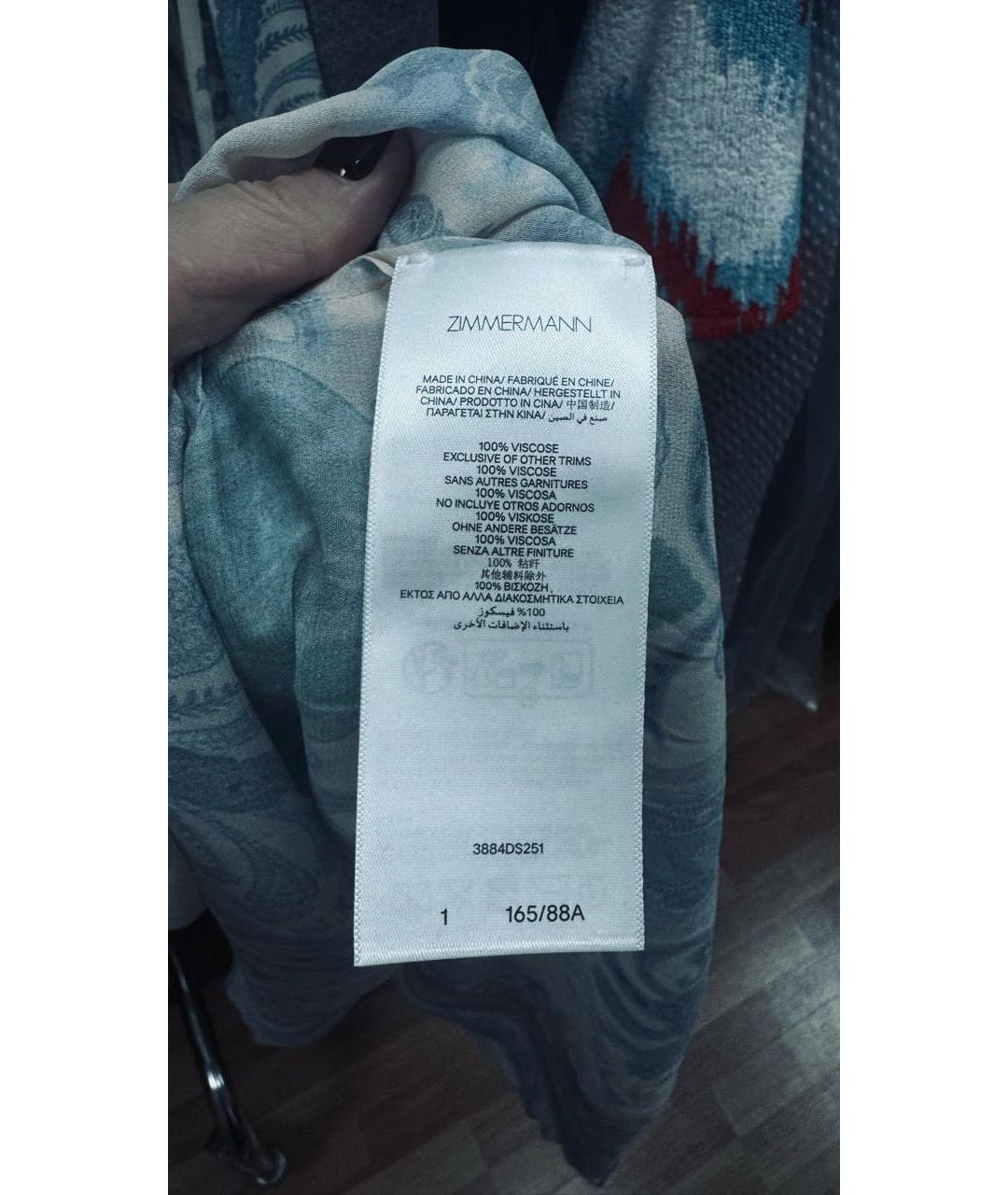 ZIMMERMANN Голубое вискозное повседневное платье, фото 6