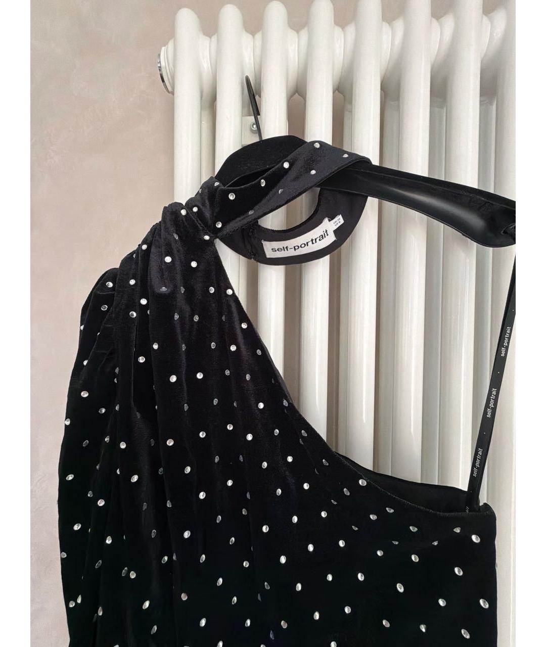 SELF-PORTRAIT Черная бархатная блузы, фото 3