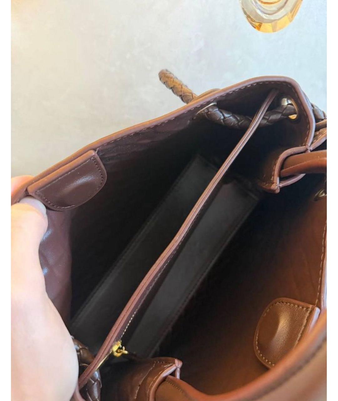 BOTTEGA VENETA Коричневая кожаная сумка с короткими ручками, фото 4