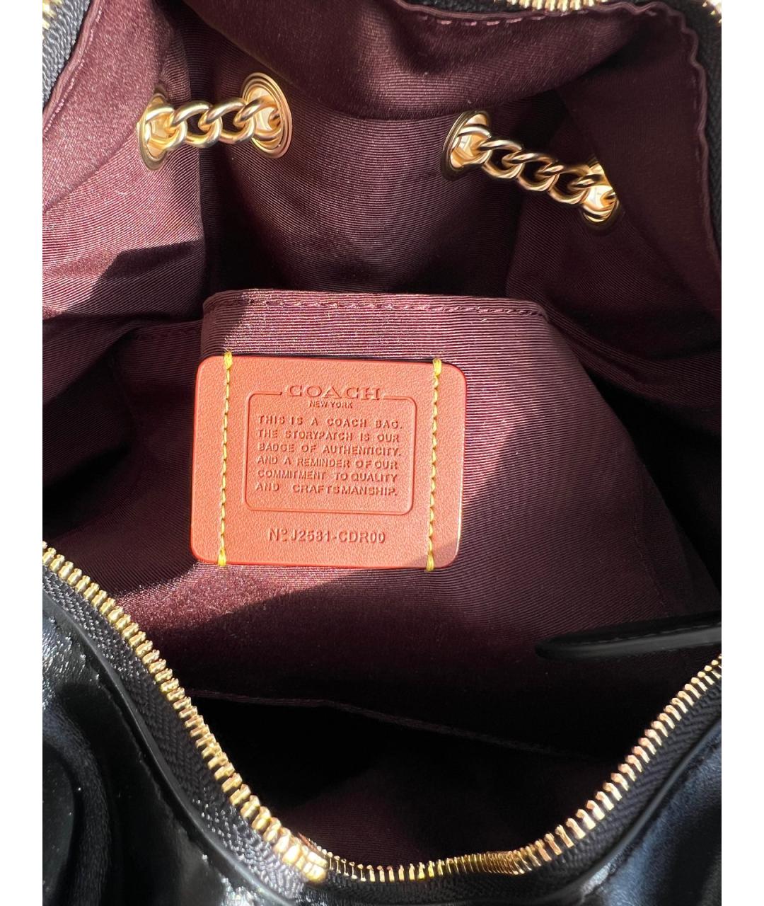 COACH Черная кожаная сумка с короткими ручками, фото 5