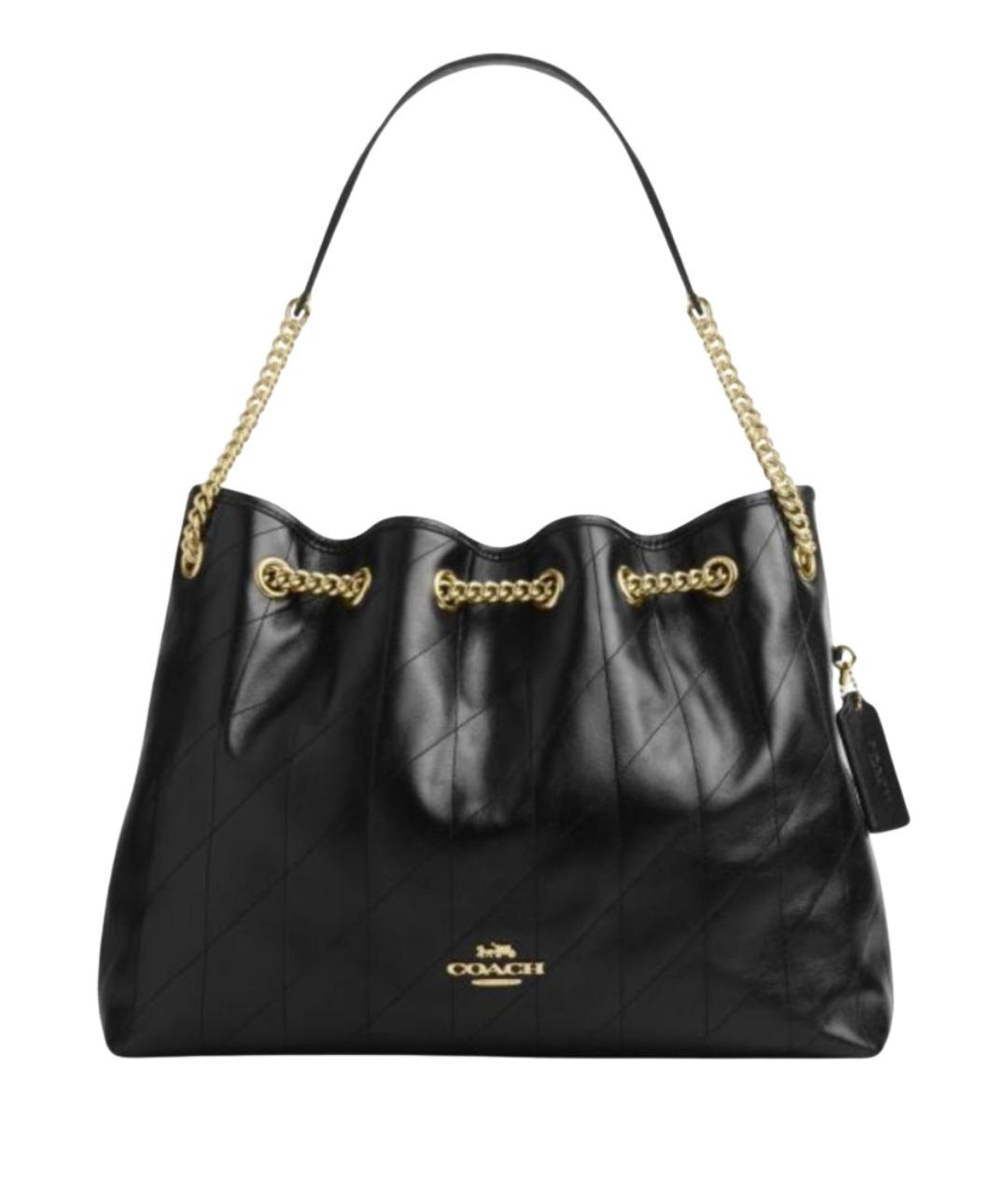 COACH Черная кожаная сумка с короткими ручками, фото 1