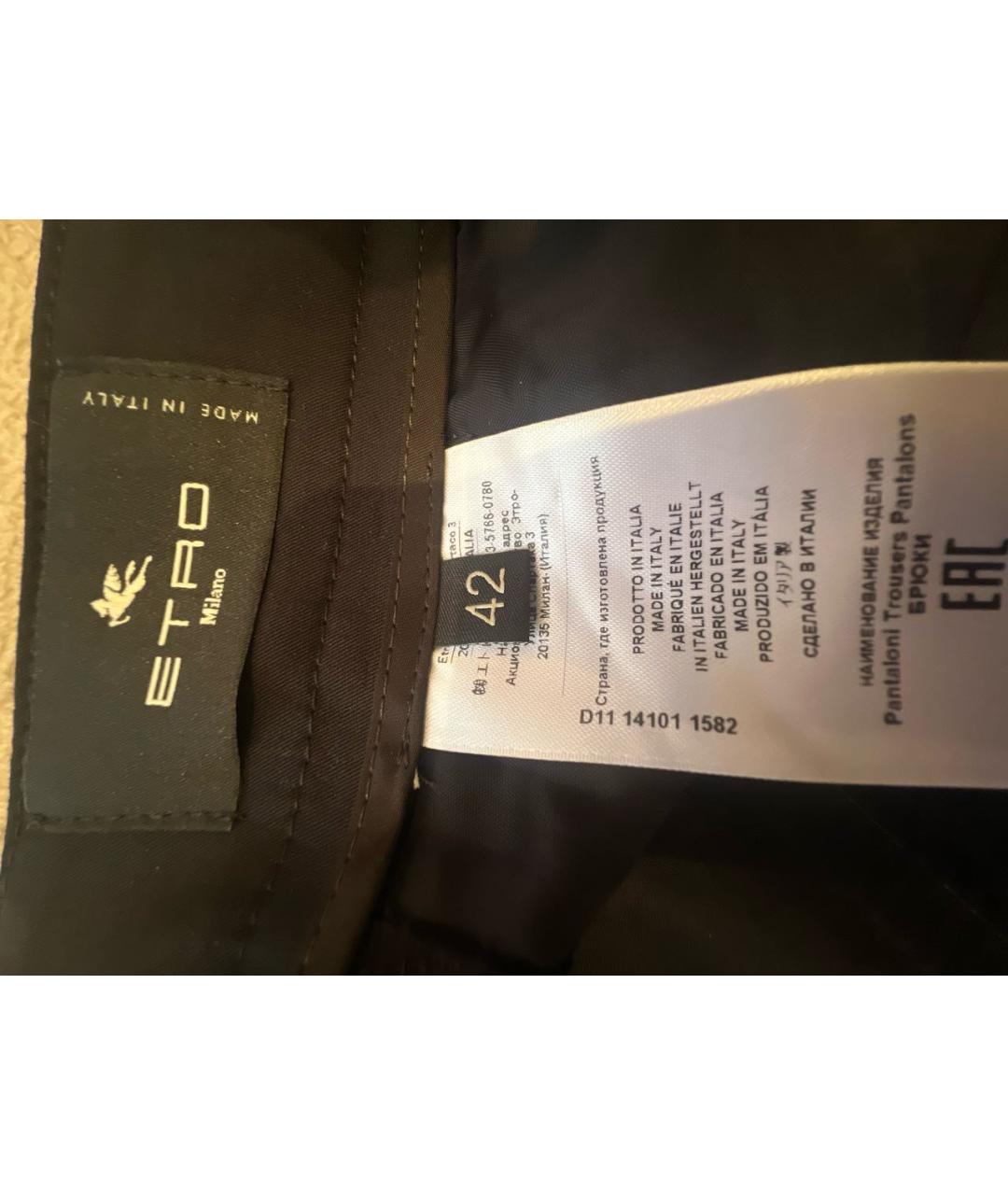 ETRO Черные хлопковые брюки узкие, фото 3