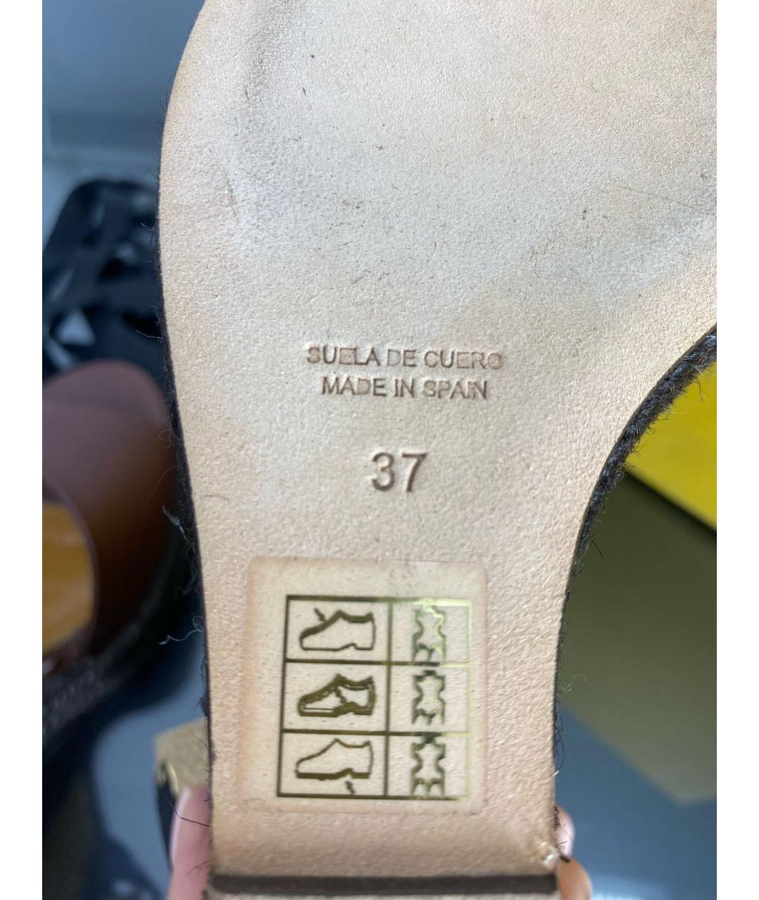 FENDI Коричневые кожаные босоножки, фото 6