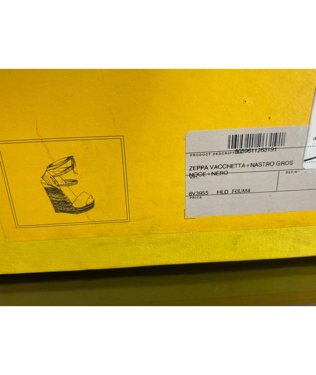 FENDI Коричневые кожаные босоножки, фото 7