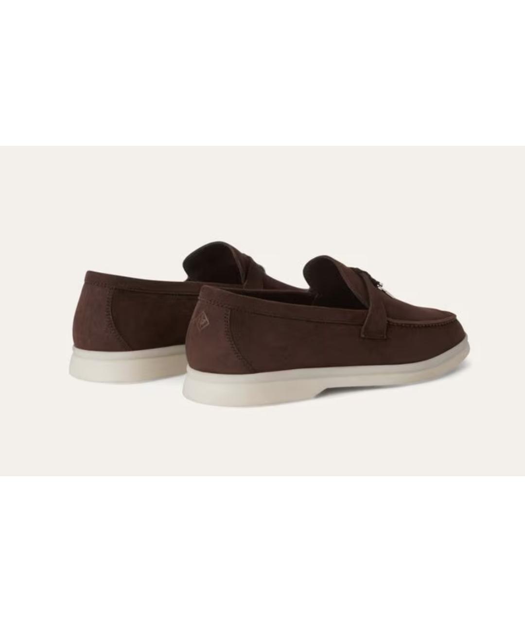 LORO PIANA Коричневые замшевые лоферы, фото 3