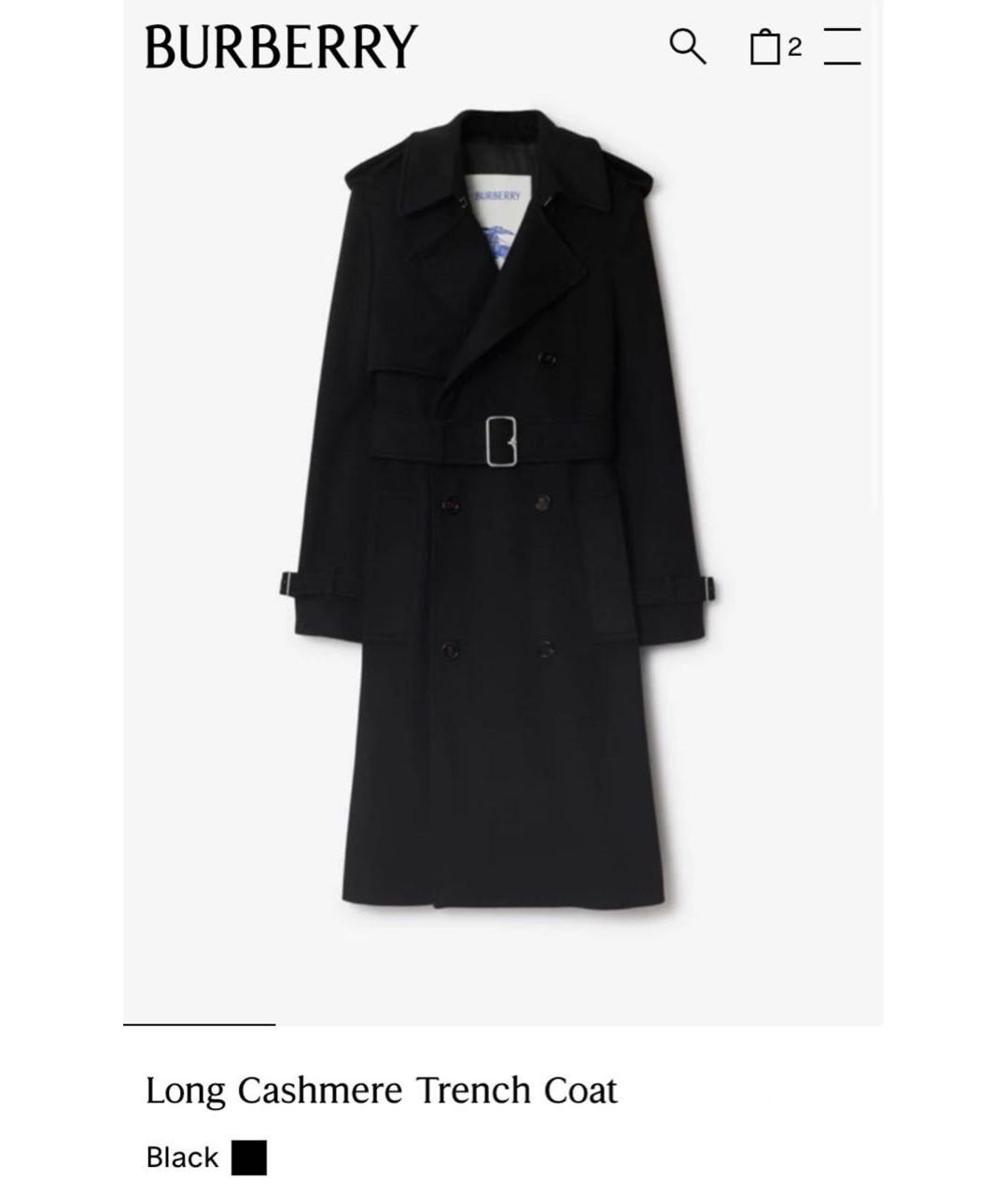 BURBERRY Черное кашемировое пальто, фото 5