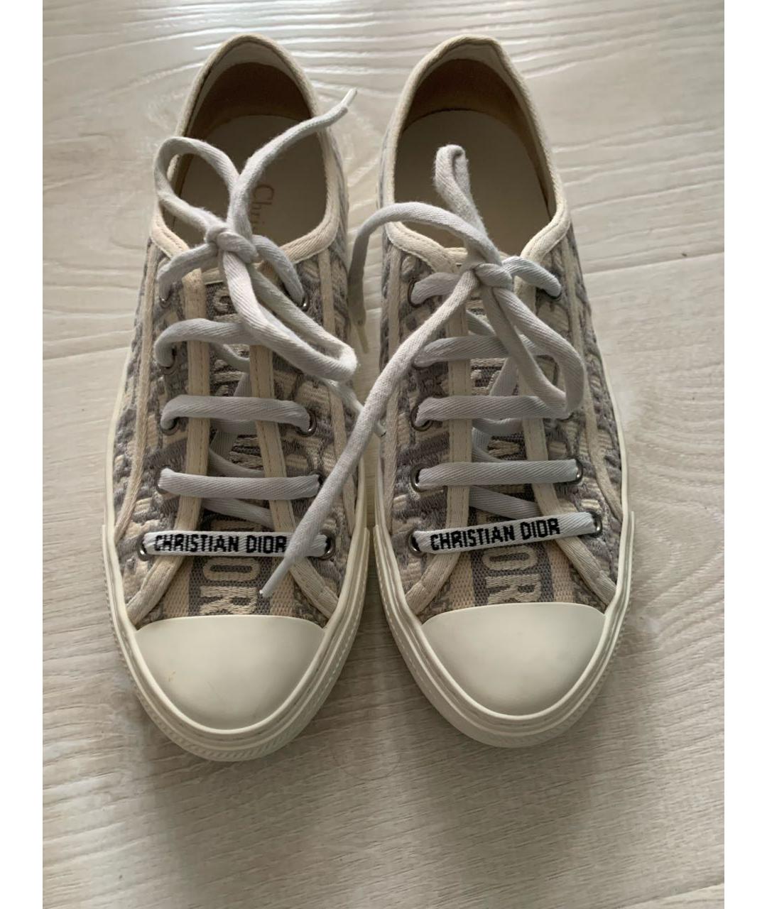 CHRISTIAN DIOR Бежевые текстильные кеды, фото 2