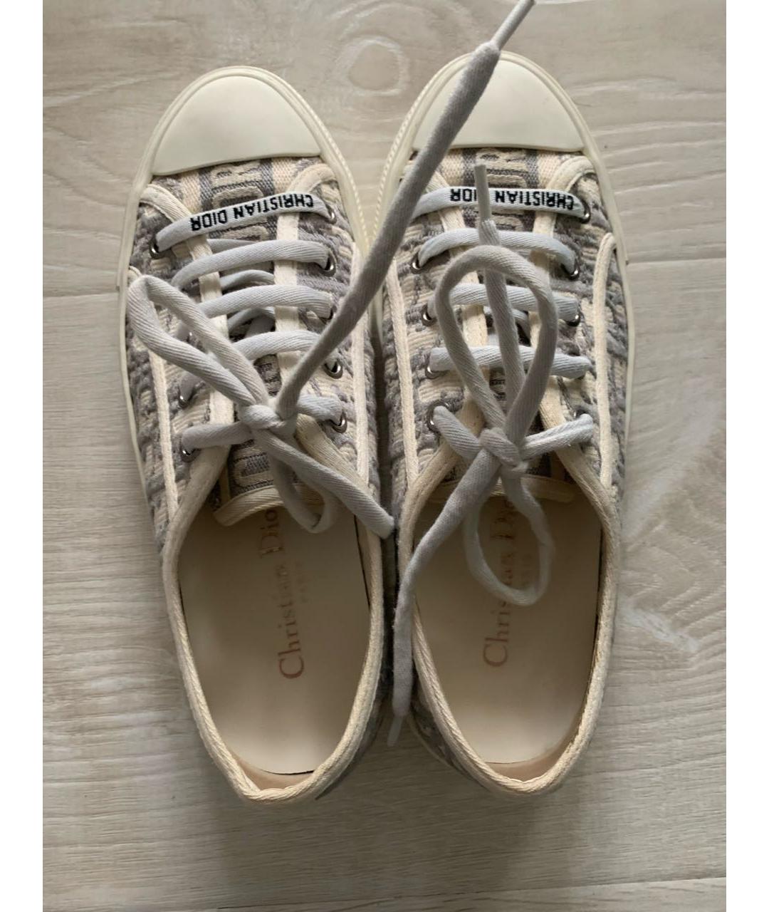 CHRISTIAN DIOR Бежевые текстильные кеды, фото 3