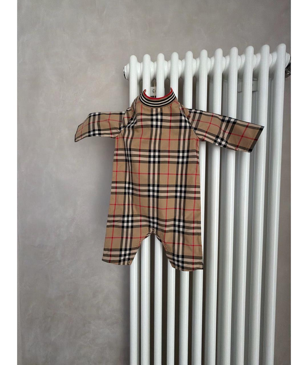 BURBERRY Коричневый хлопковый боди / песочник, фото 6