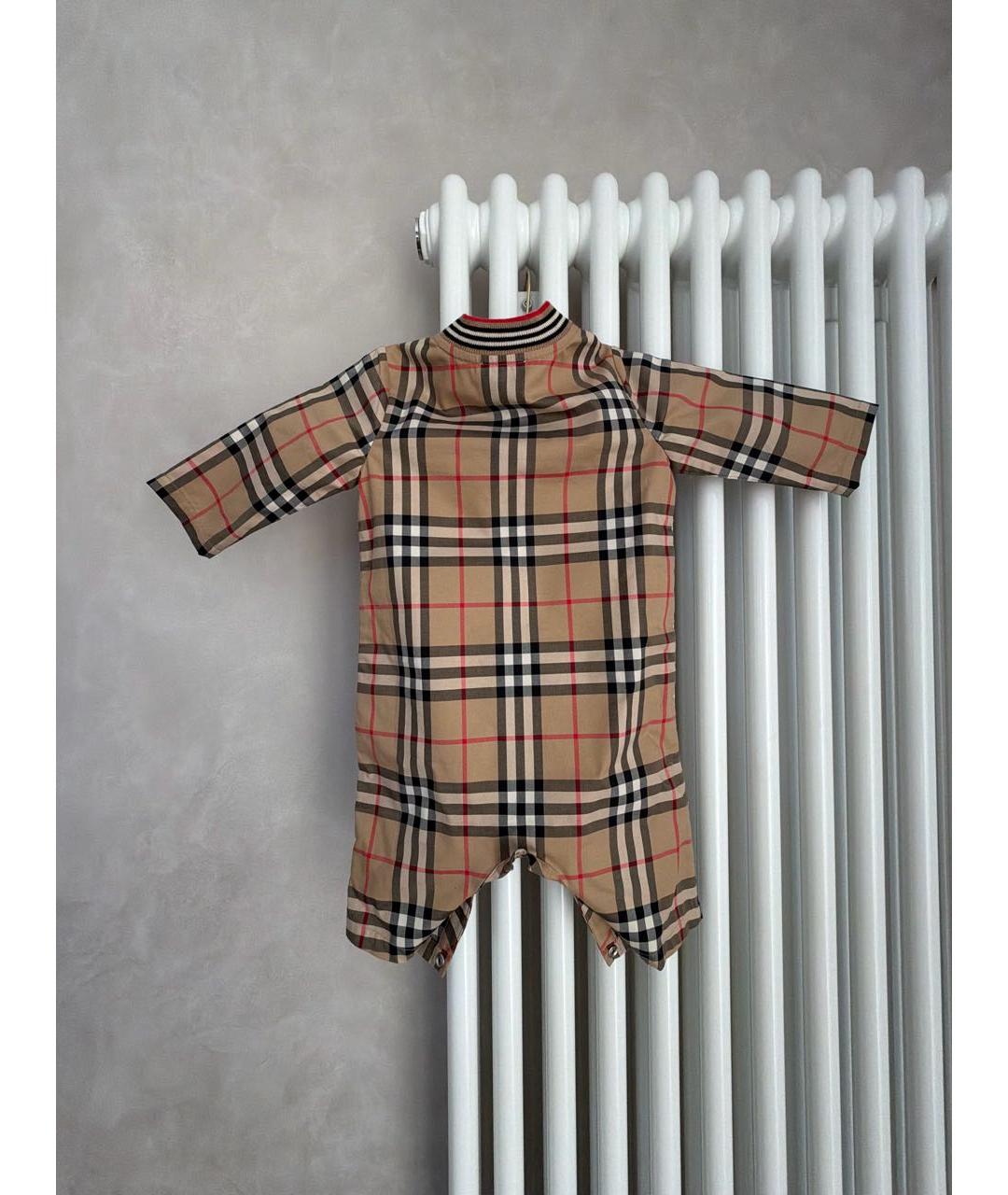 BURBERRY Коричневый хлопковый боди / песочник, фото 2