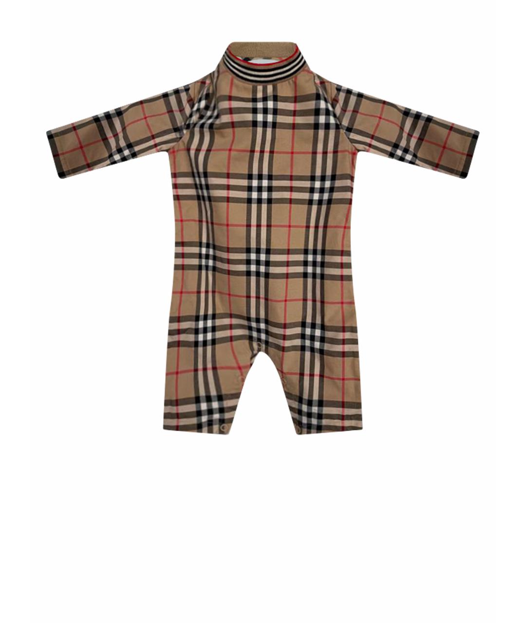 BURBERRY Коричневый хлопковый боди / песочник, фото 1