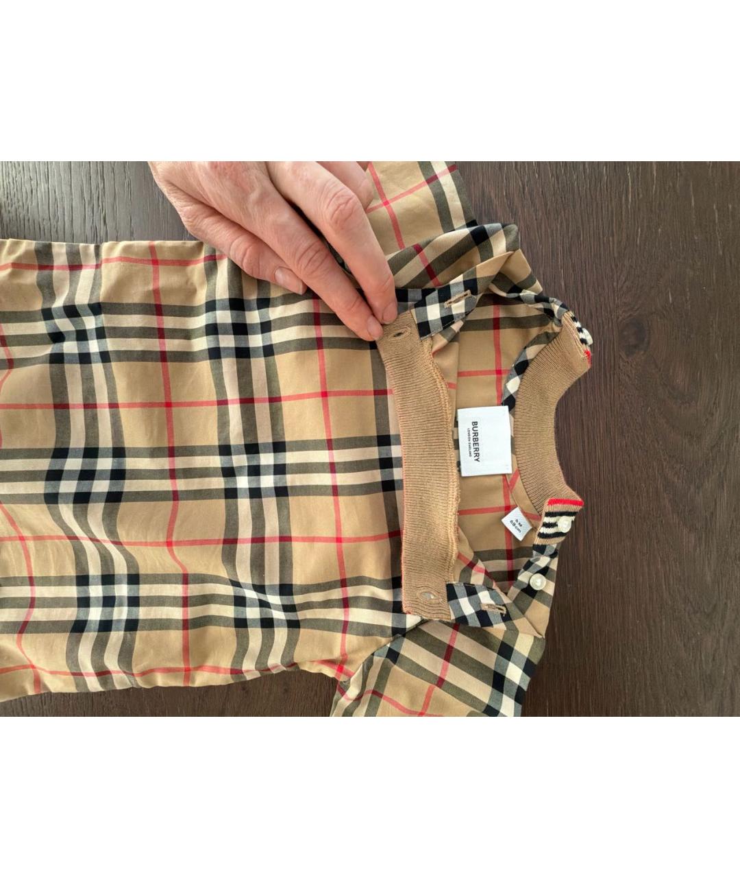 BURBERRY Коричневый хлопковый боди / песочник, фото 3