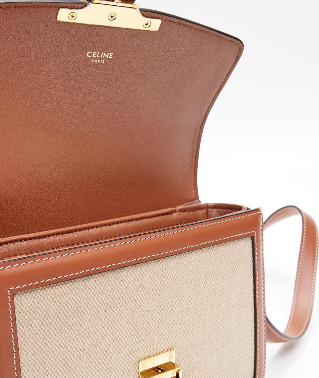 CELINE Бежевая тканевая сумка через плечо, фото 4