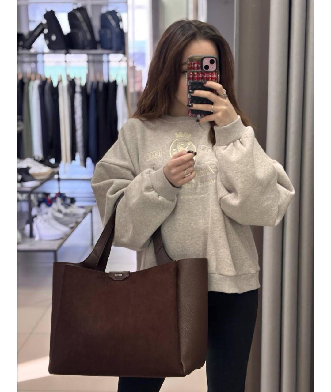 DKNY Коричневая сумка тоут из искусственной кожи, фото 5