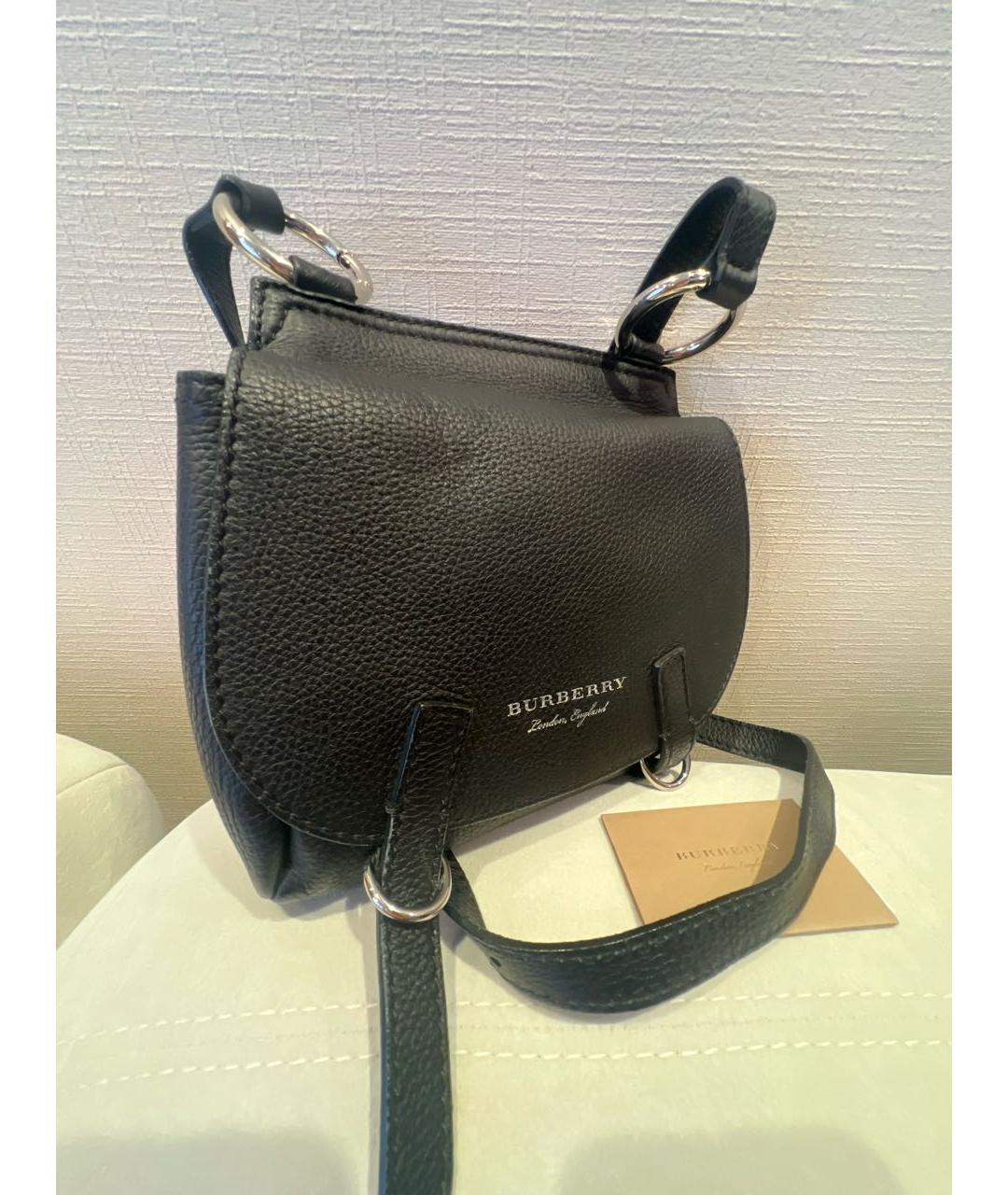 BURBERRY Черная кожаная сумка через плечо, фото 2