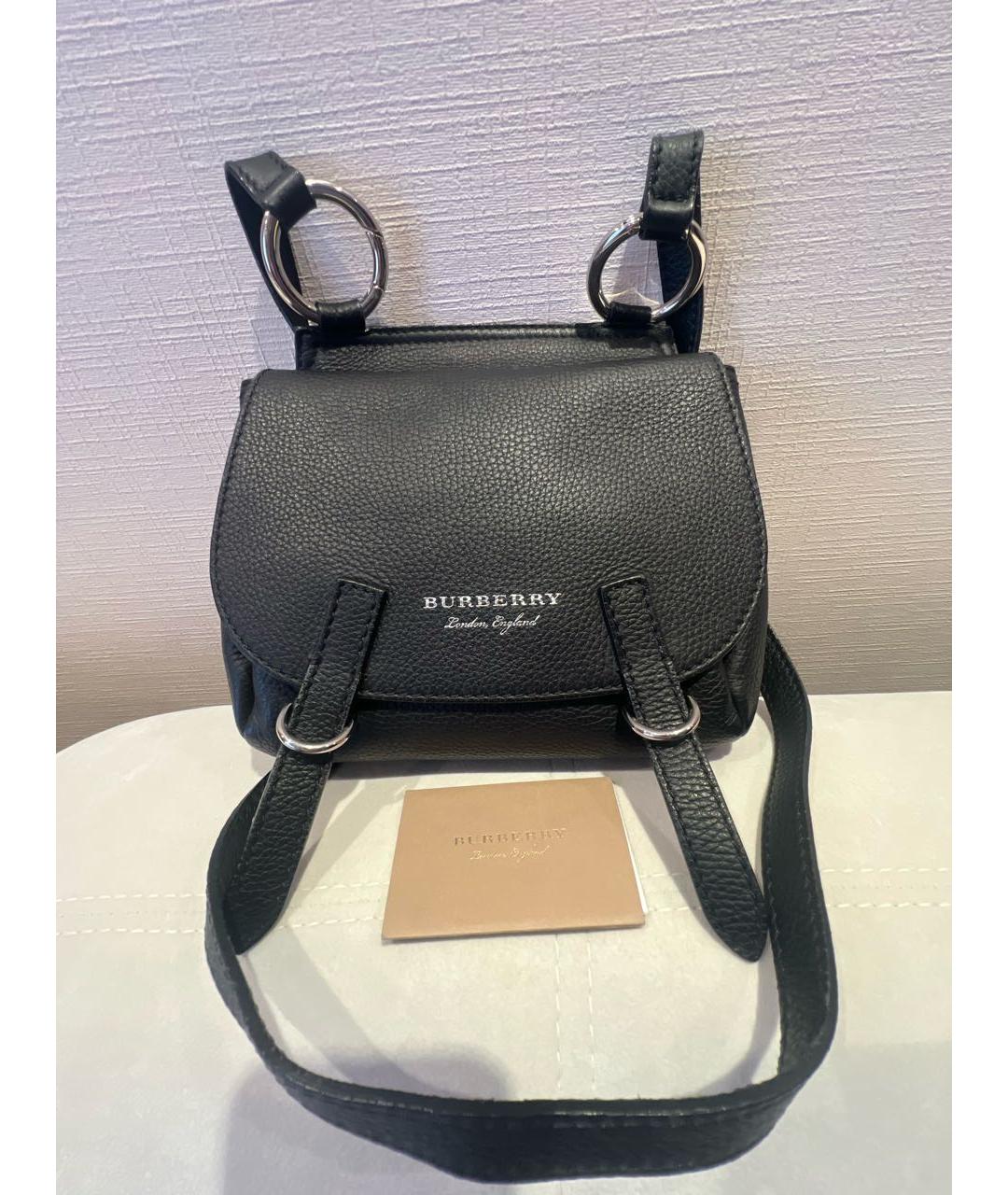 BURBERRY Черная кожаная сумка через плечо, фото 6