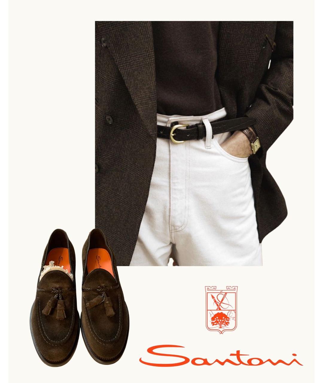 SANTONI Коричневые замшевые лоферы, фото 5