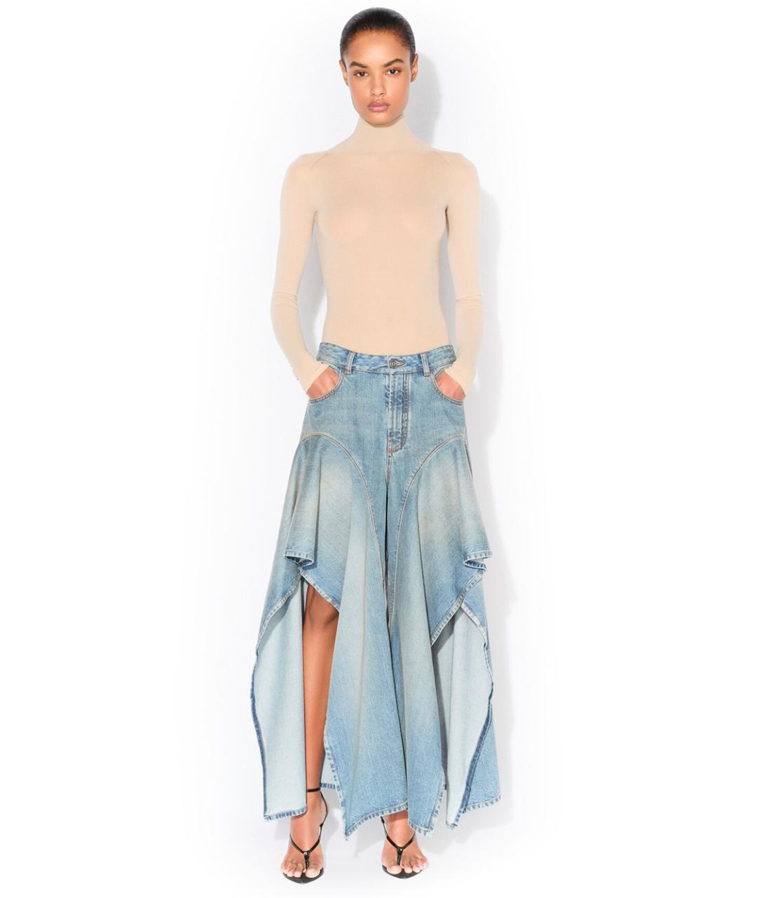 ALAIA Голубые хлопковые прямые джинсы, фото 2