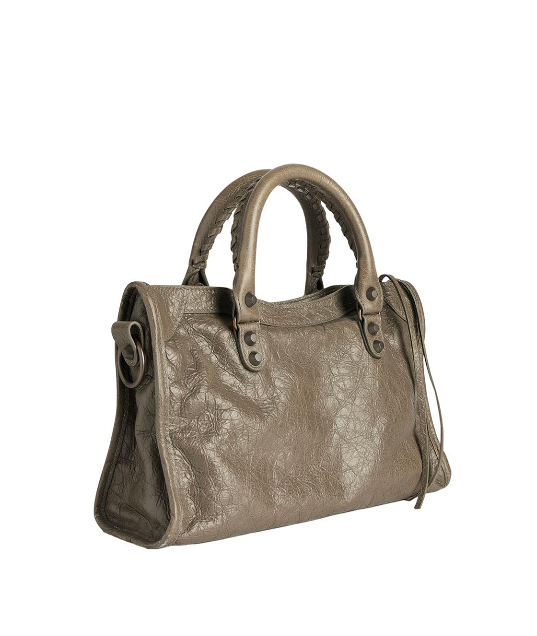 BALENCIAGA Хаки кожаная сумка тоут, фото 2