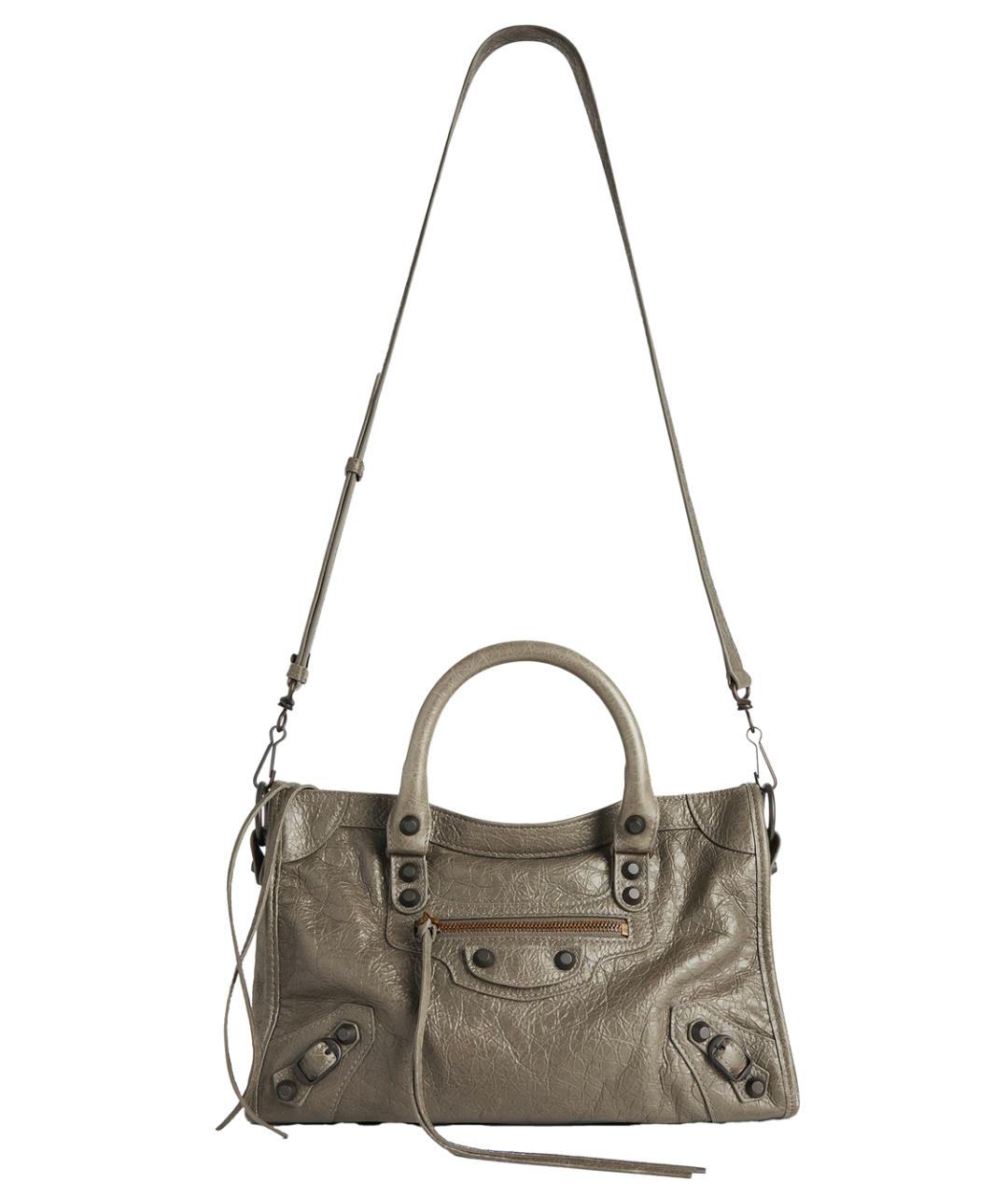 BALENCIAGA Хаки кожаная сумка тоут, фото 3