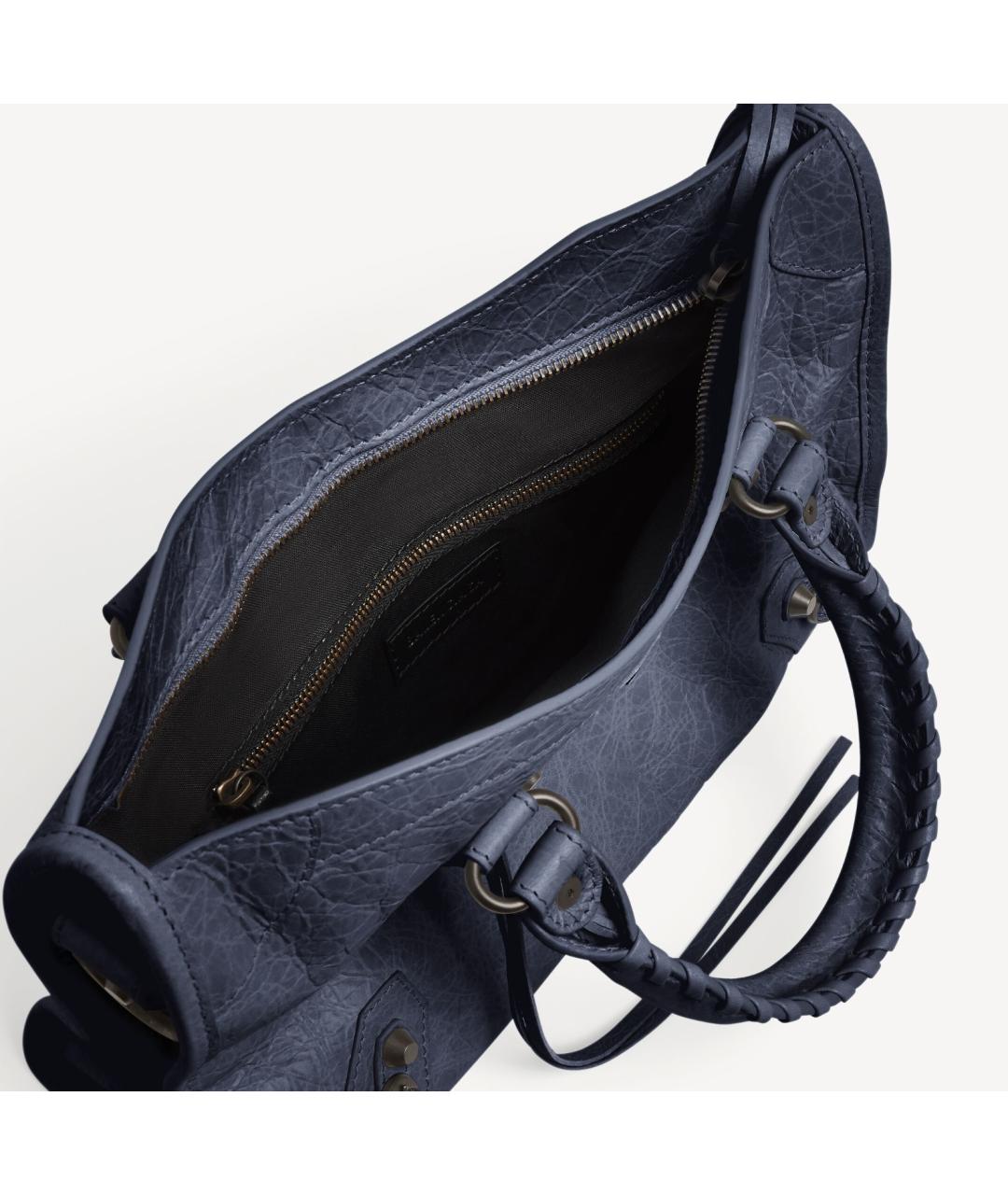 BALENCIAGA Темно-синяя кожаная сумка тоут, фото 5